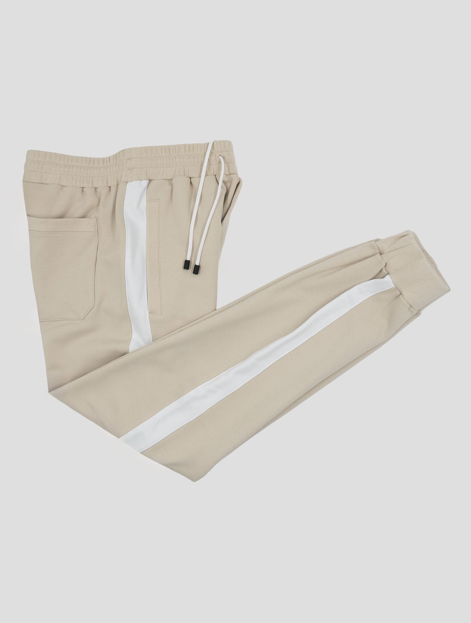 Kiton Beige White Cotton Pa Pu Jogging Pants