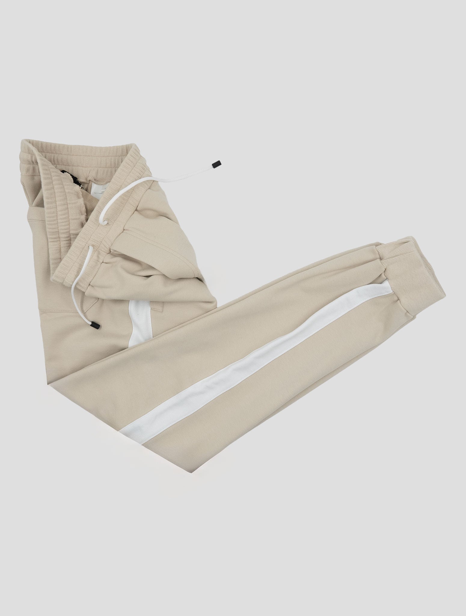 Kiton Beige White Cotton Pa Pu Jogging Pants