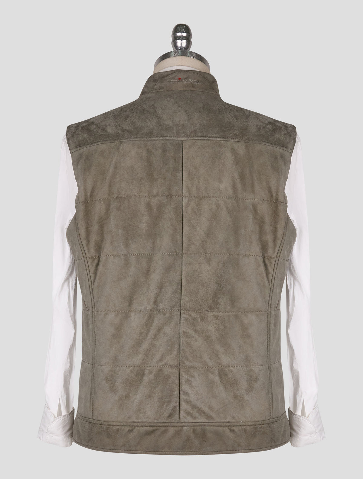 Kiton Green Leather Suede Gilet Coat