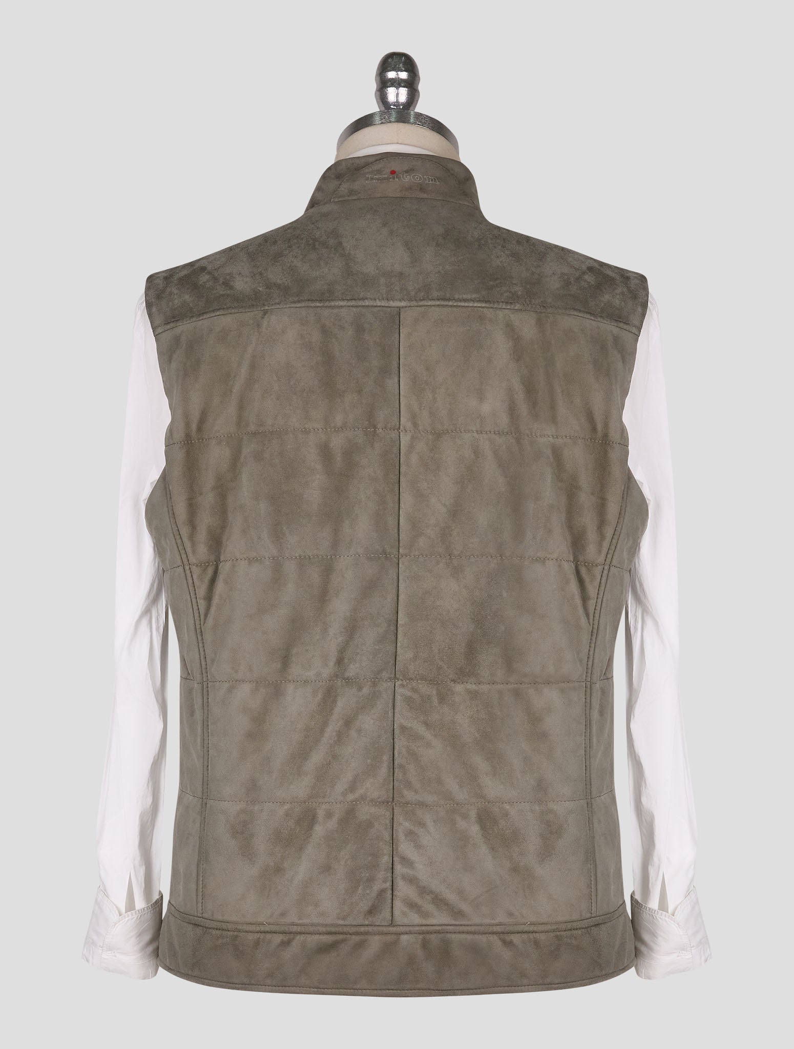 Kiton Green Leather Suede Gilet Coat