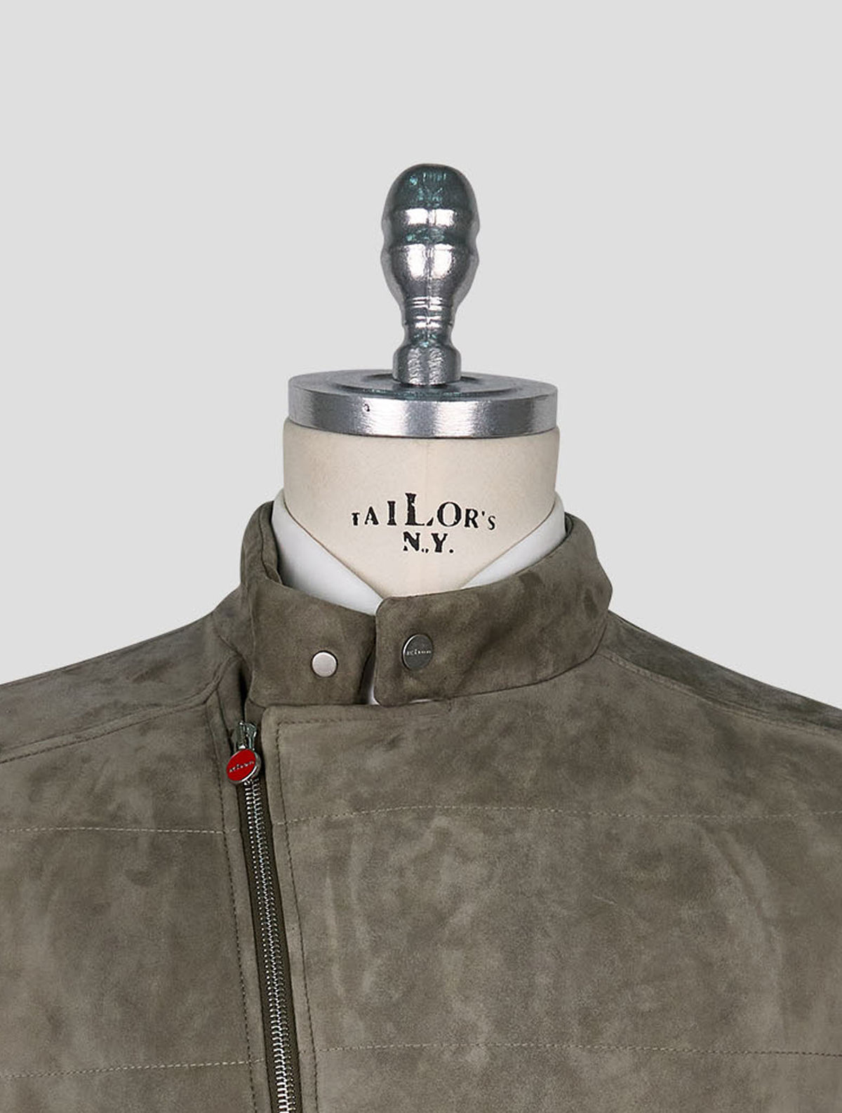Kiton Green Leather Suede Gilet Coat