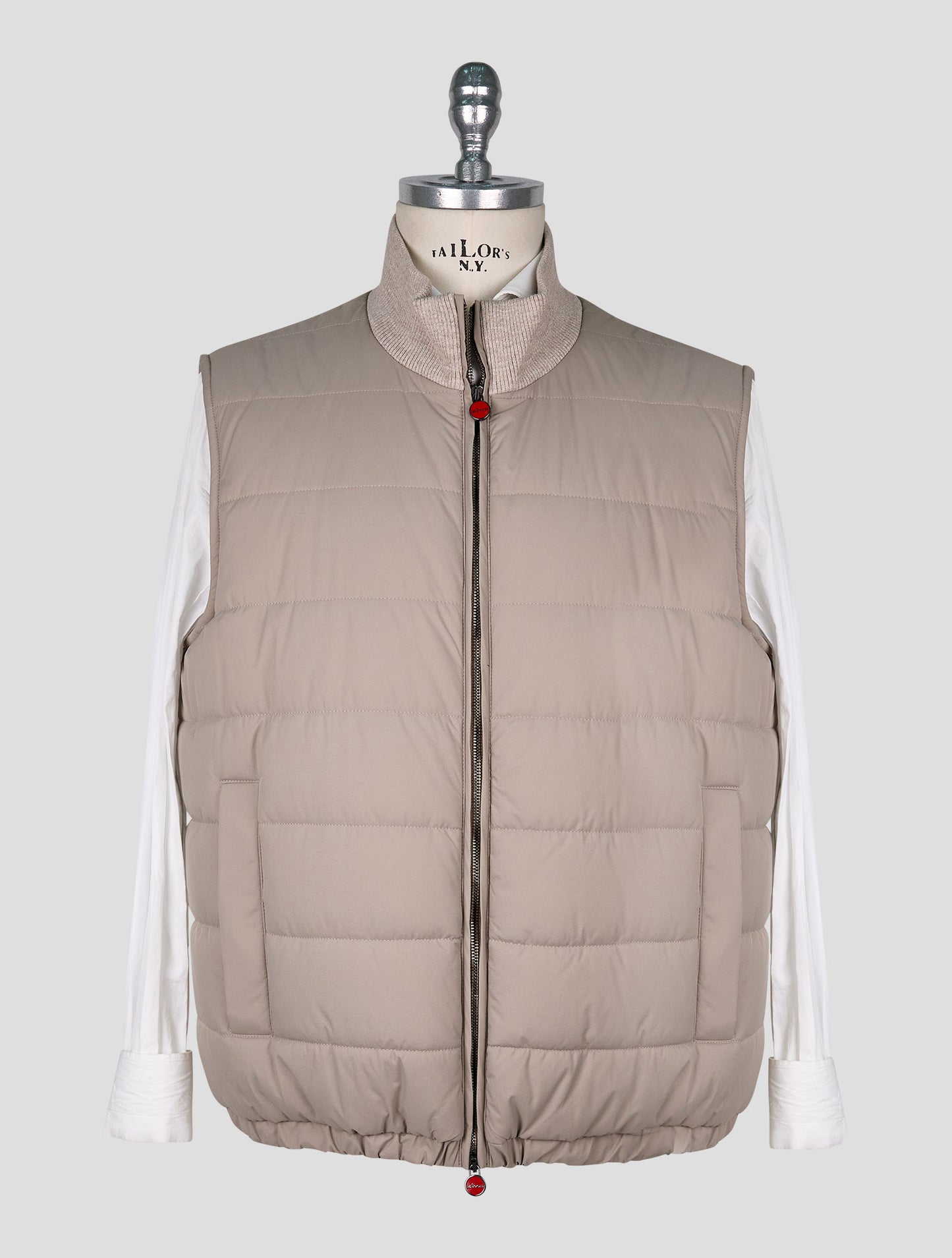 Kiton Taupe Pl Gilet Coat