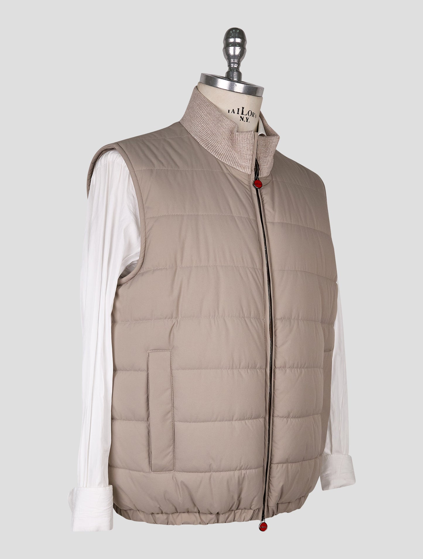 Kiton Taupe Pl Gilet Coat