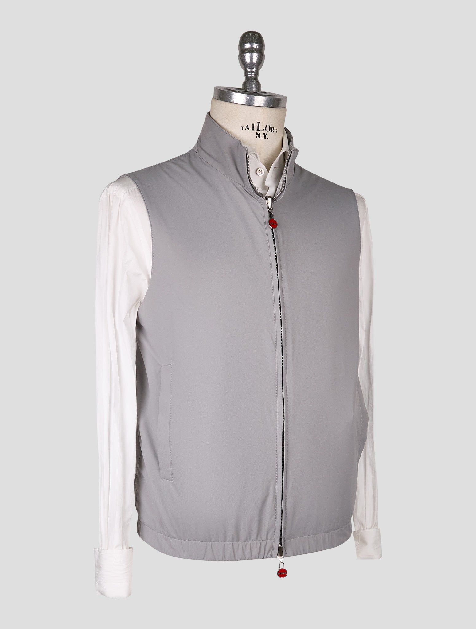 Kiton Gray Pl Viscose Ea Reverse Gilet Coat