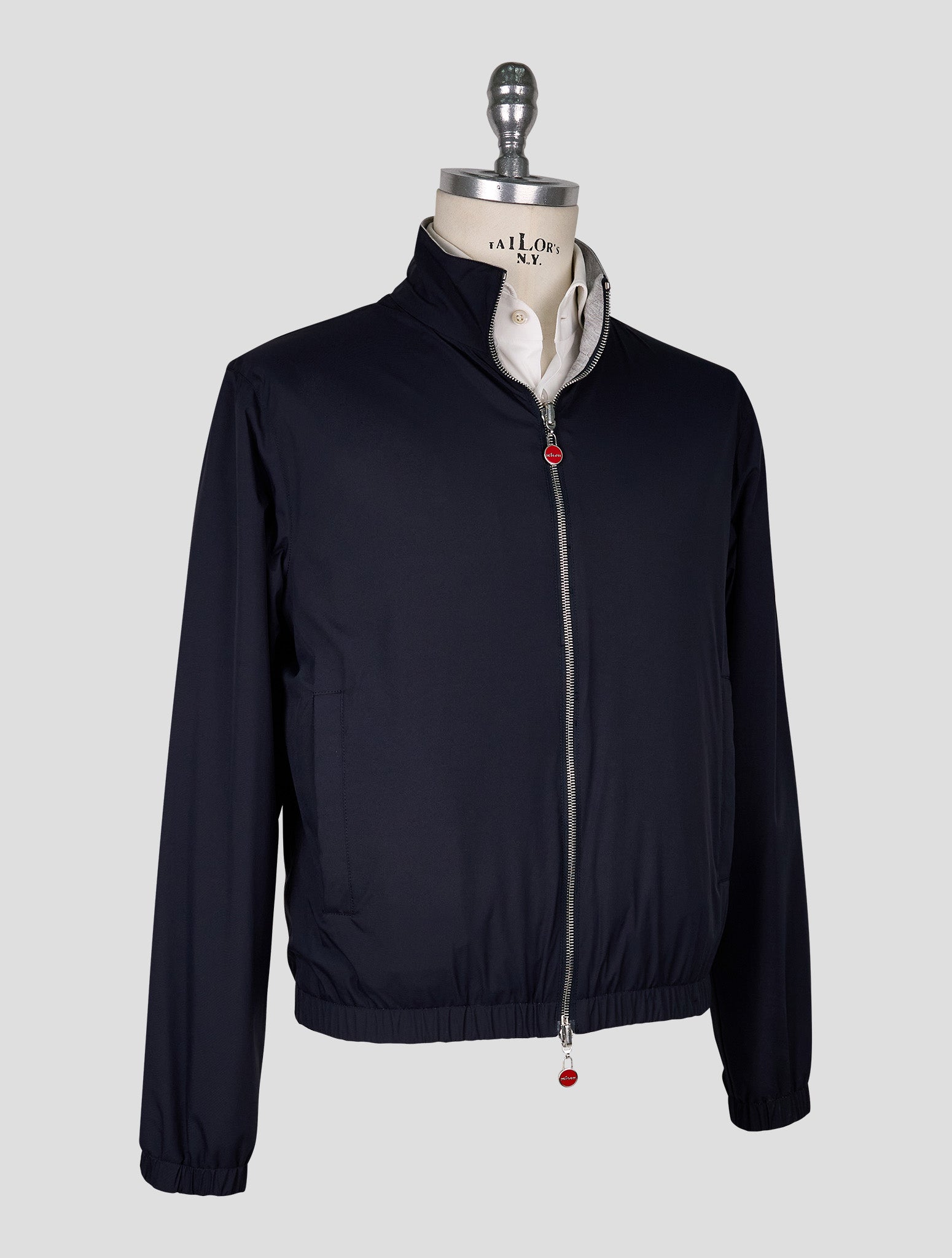 Kiton Blue Gray Pl Viscose Ea Reverse Coat