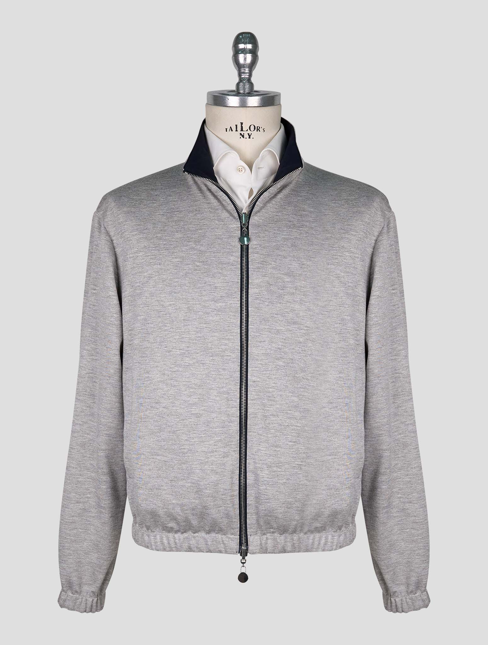 Kiton Blue Gray Pl Viscose Ea Reverse Coat