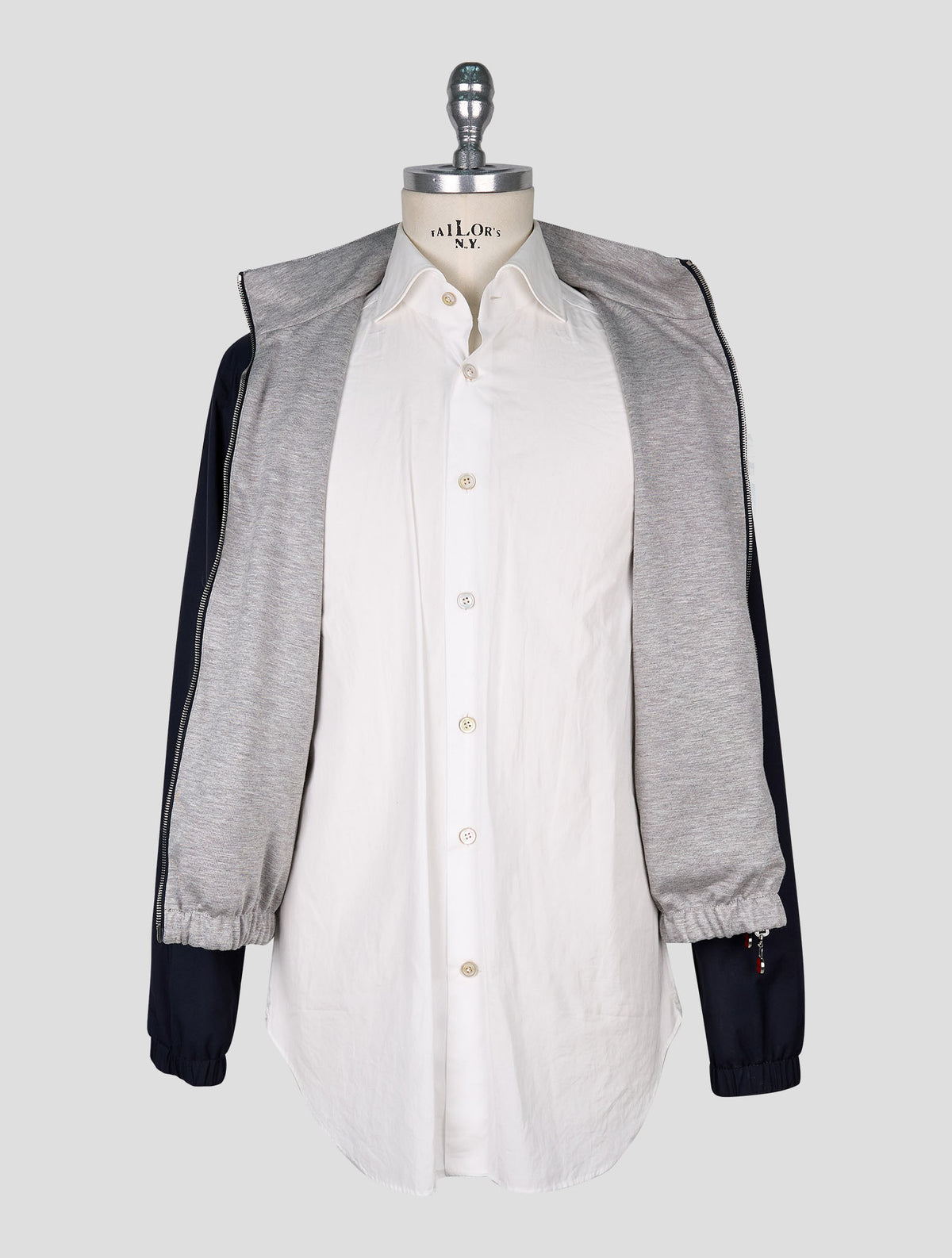 Kiton Blue Gray Pl Viscose Ea Reverse Coat