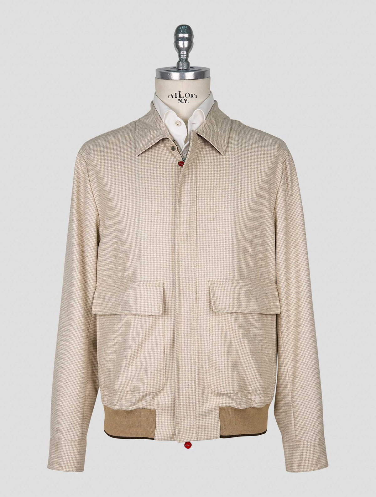 Kiton Beige White Virgin Wool Coat