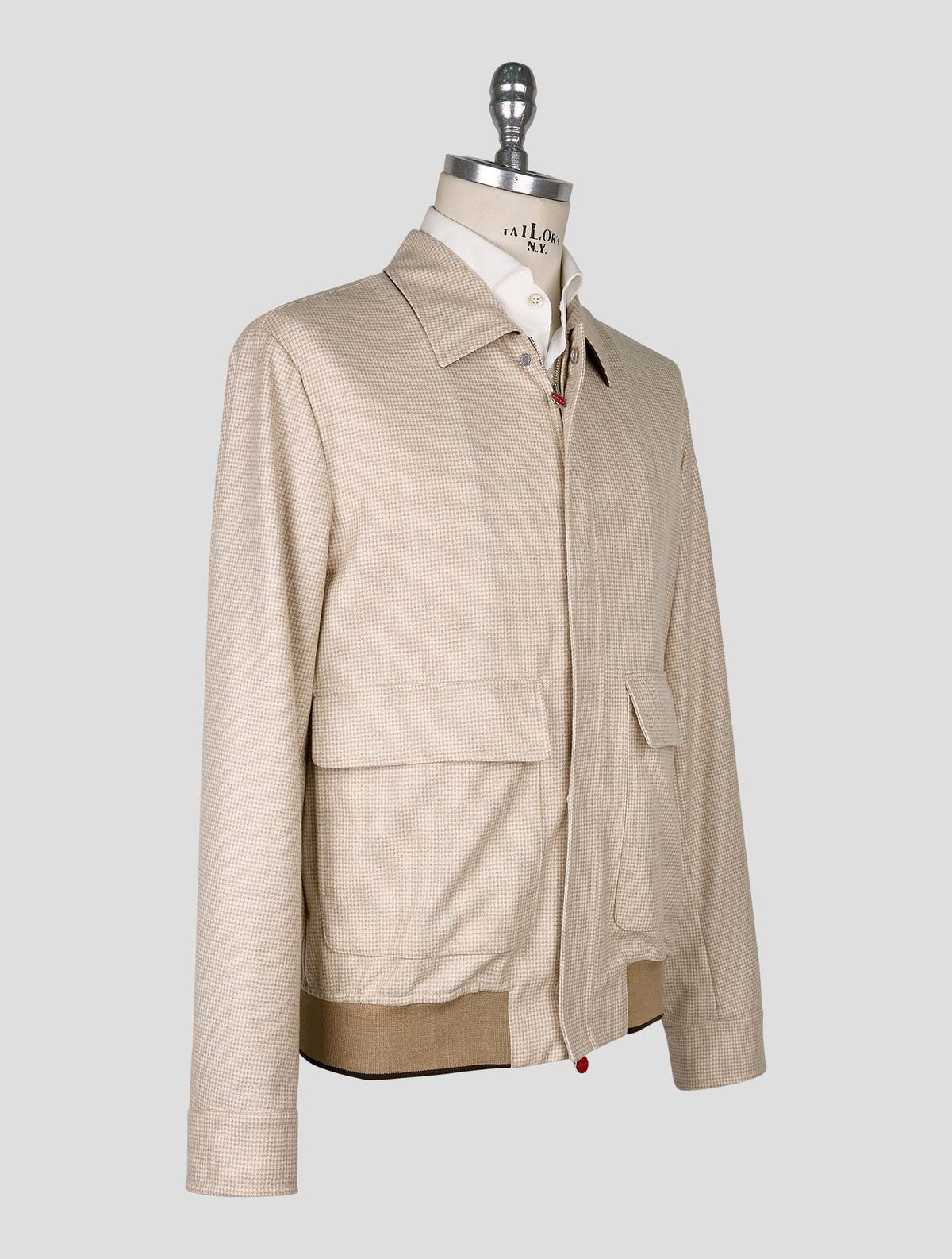 Kiton Beige White Virgin Wool Coat