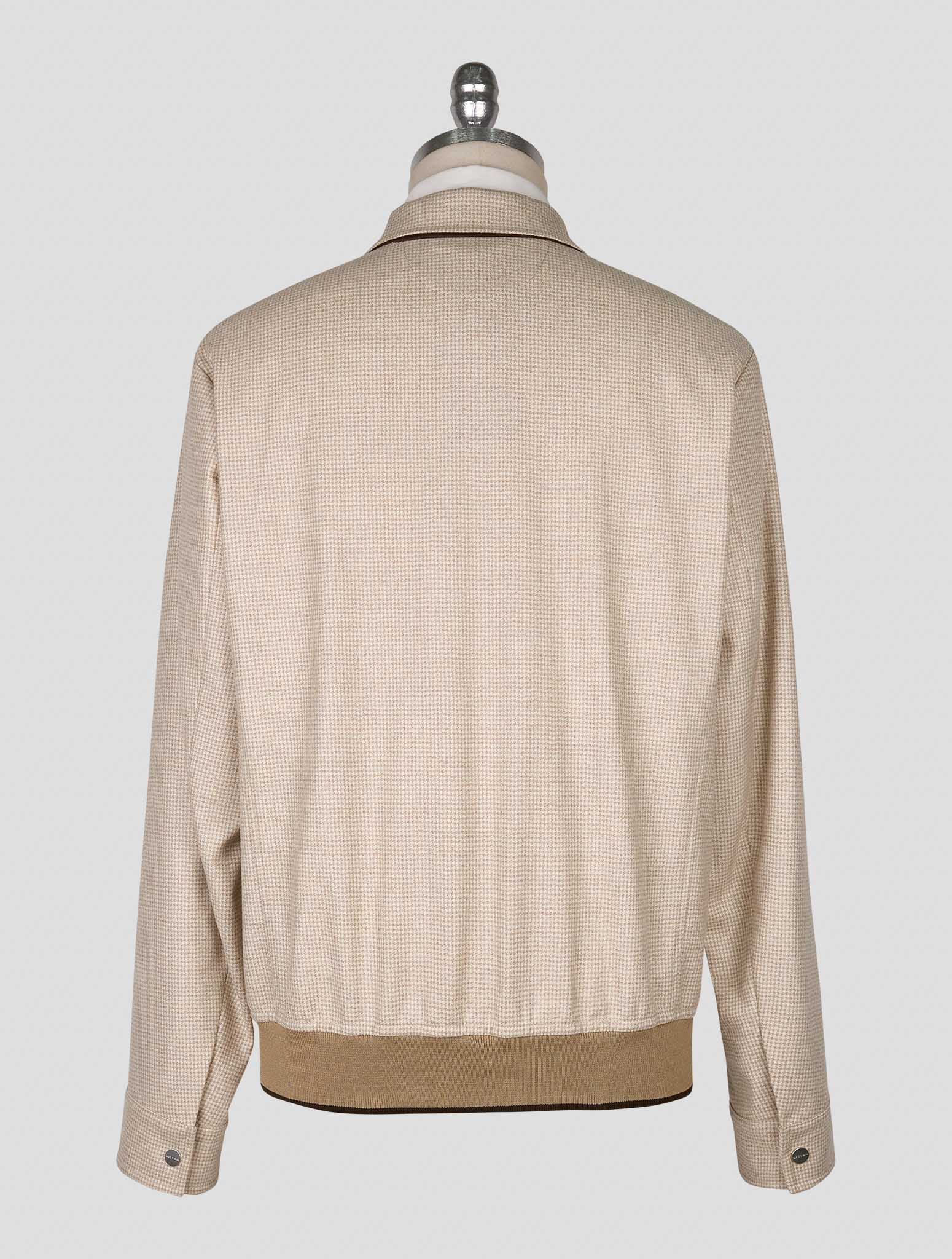 Kiton Beige White Virgin Wool Coat