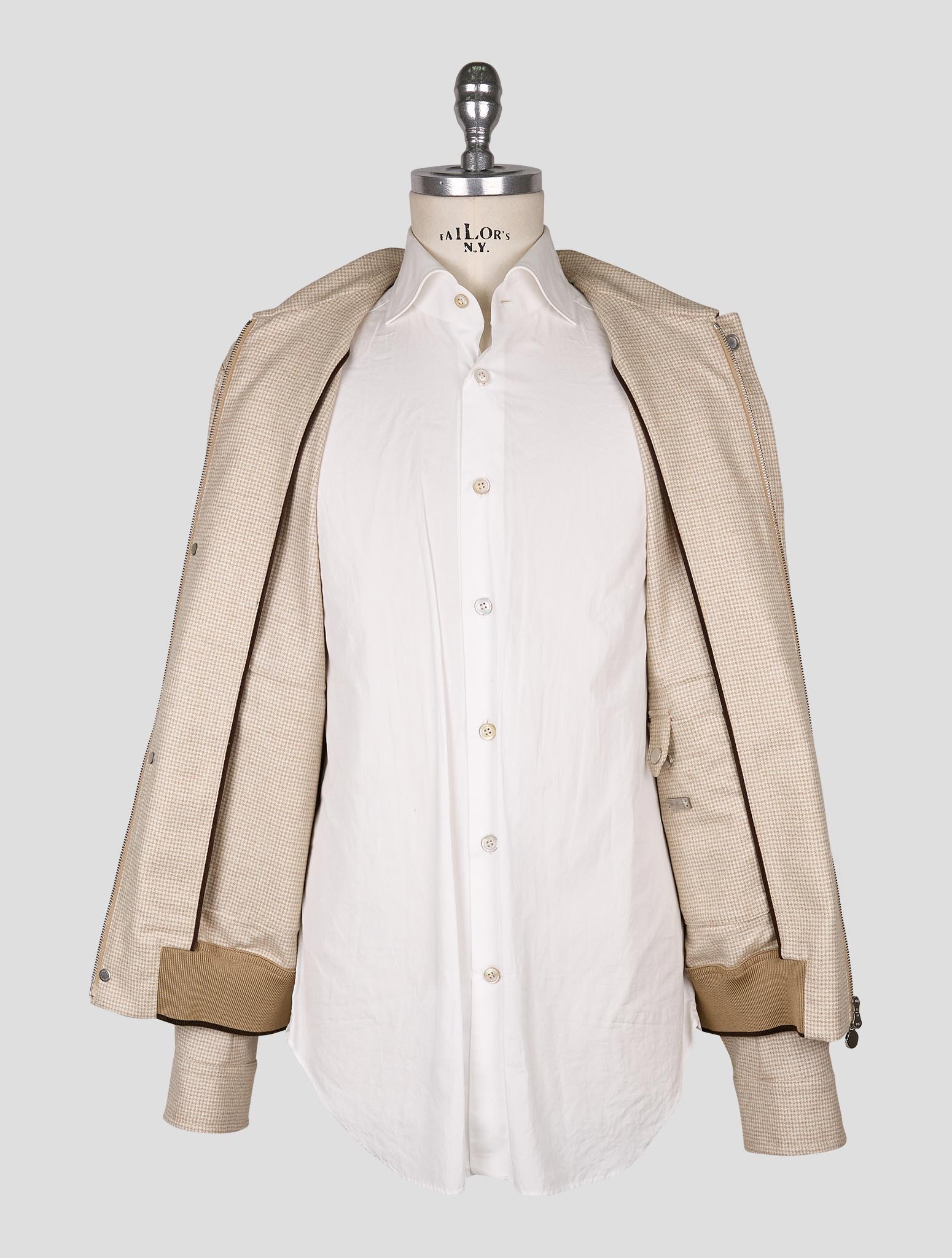 Kiton Beige White Virgin Wool Coat