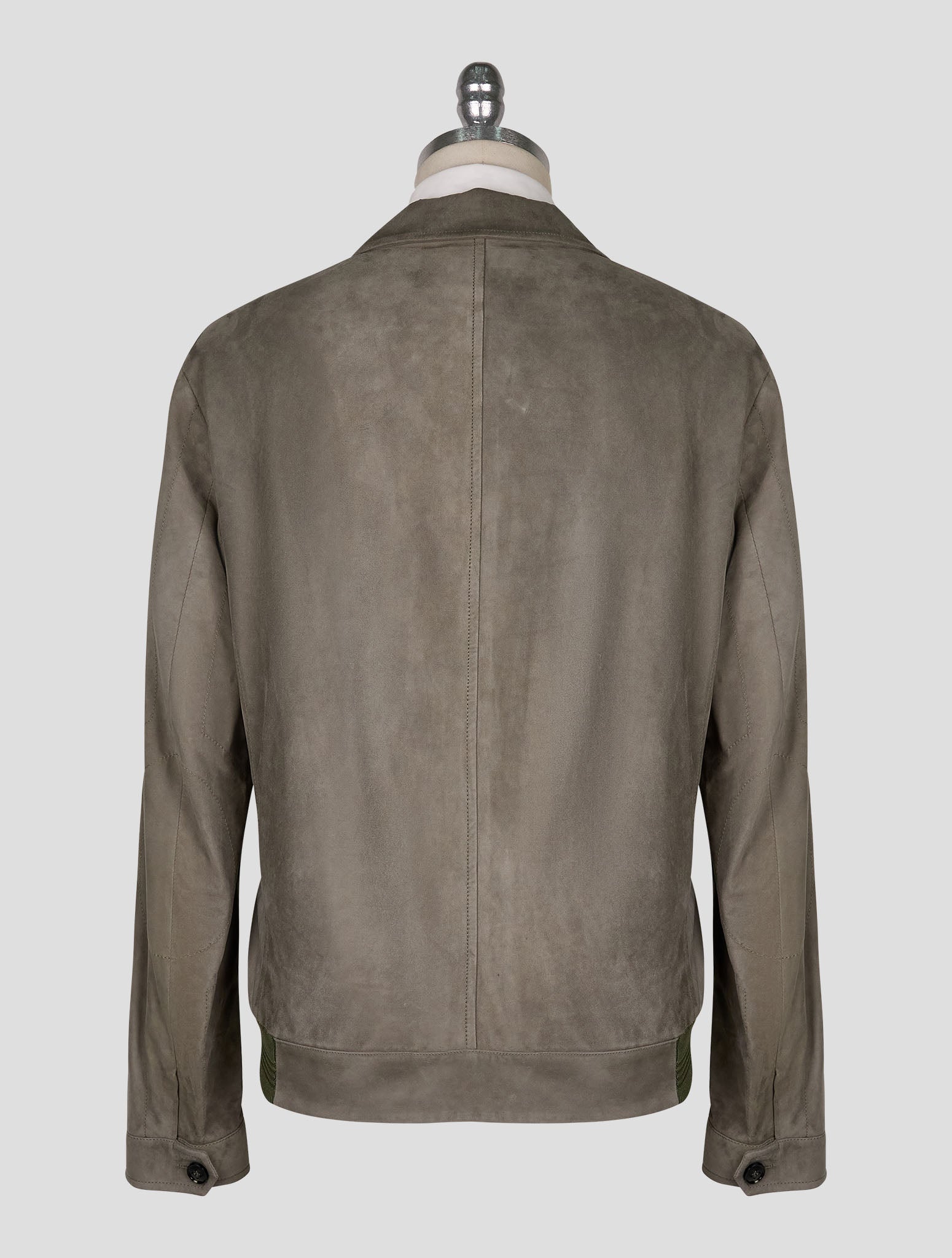 Kiton Green Leather Suede Coat