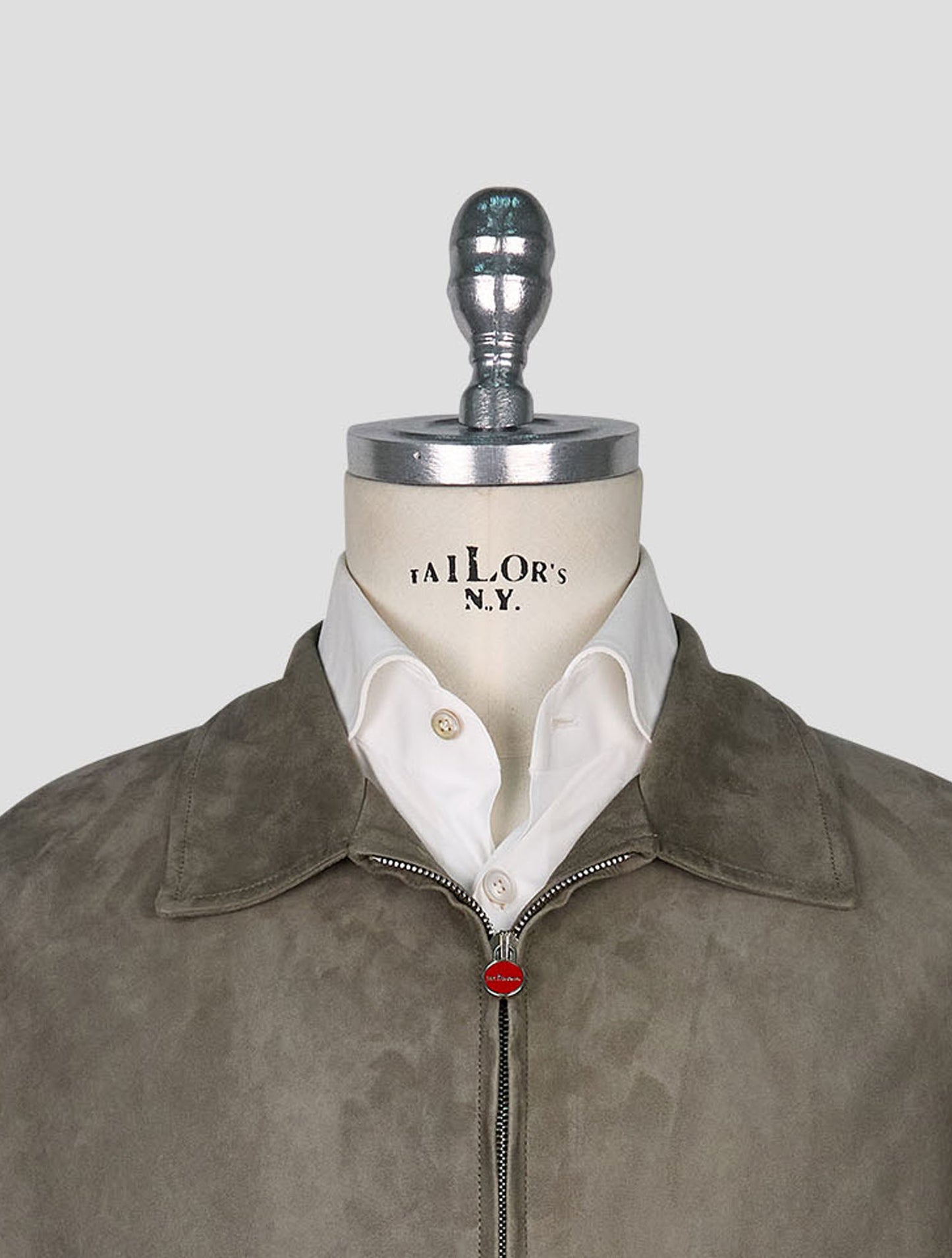 Kiton Green Leather Suede Coat