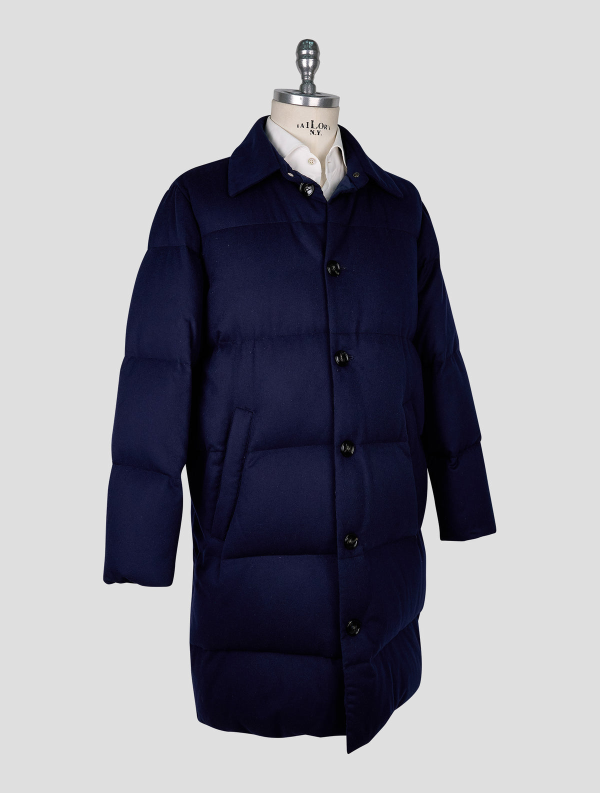 Kiton Blue Cashmere Ea Overcoat