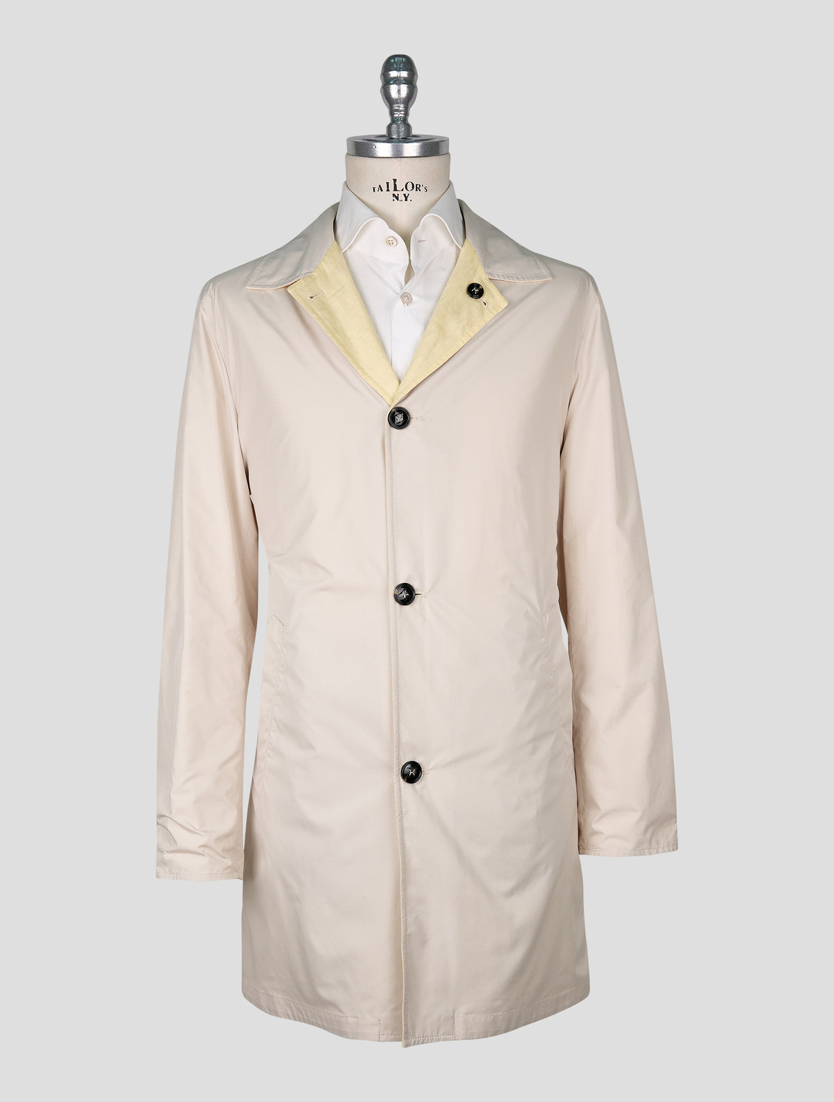 Kiton Beige Yellow Linen Pl Reverse Overcoat