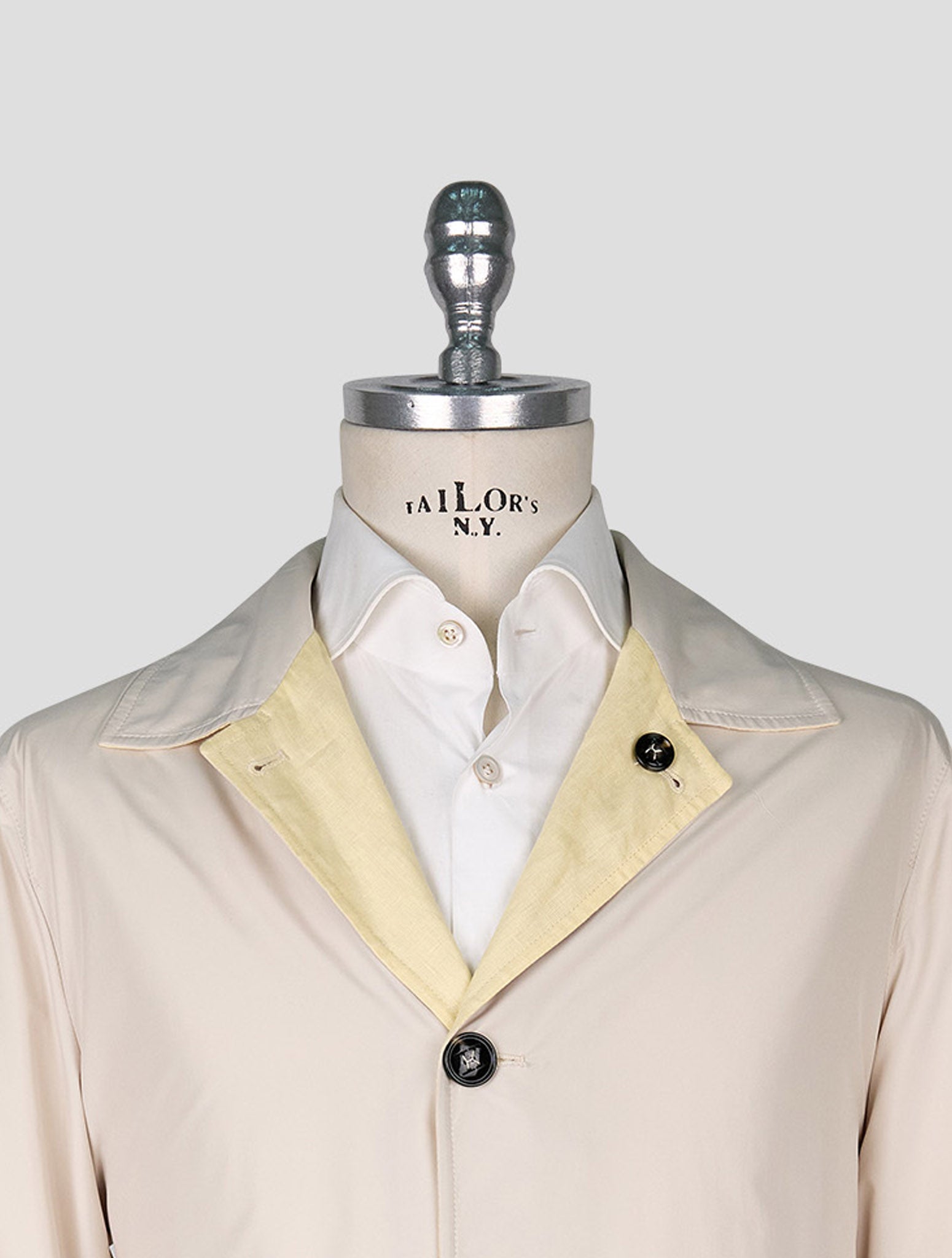 Kiton Beige Yellow Linen Pl Reverse Overcoat