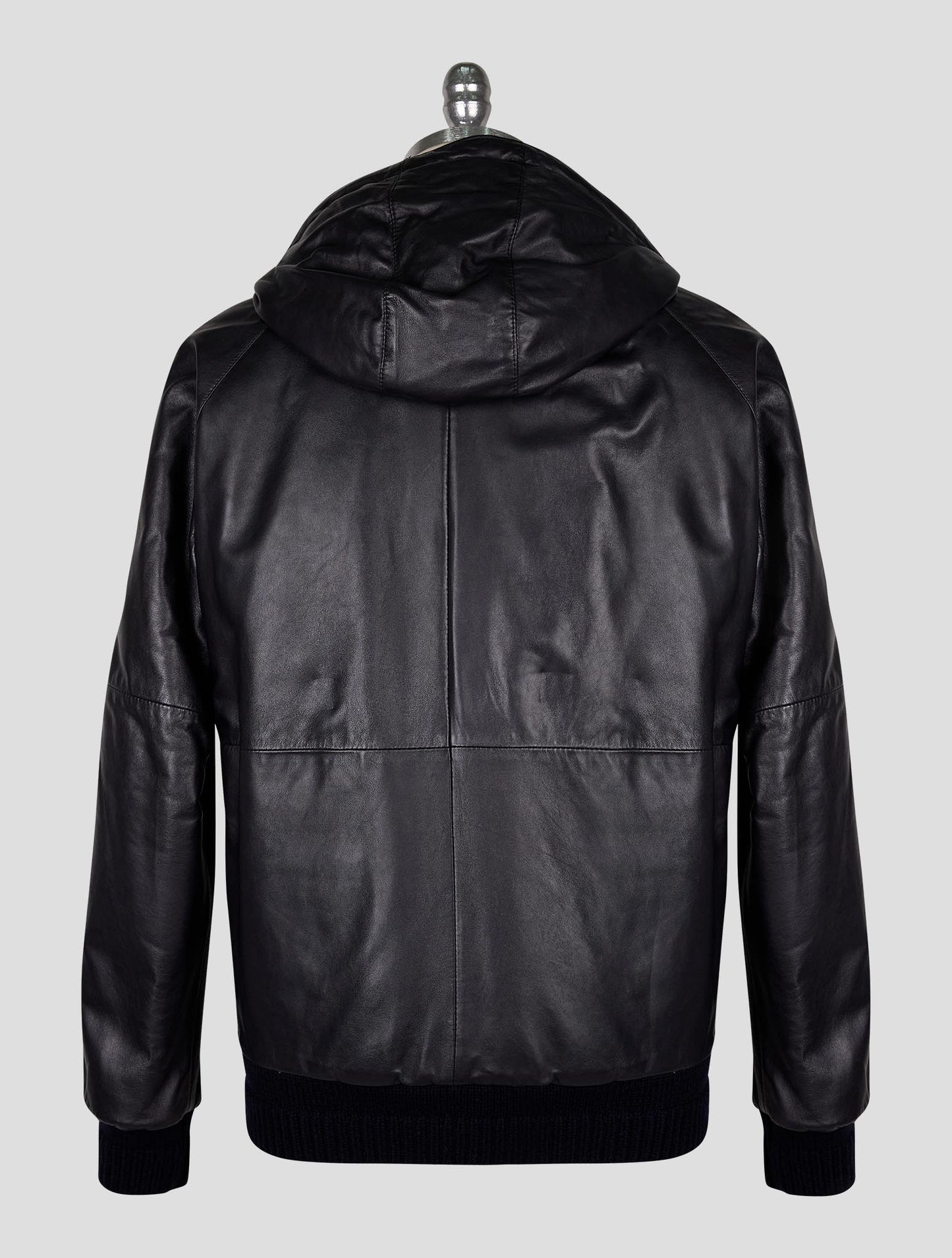 Kiton Black Leather Lamb Coat