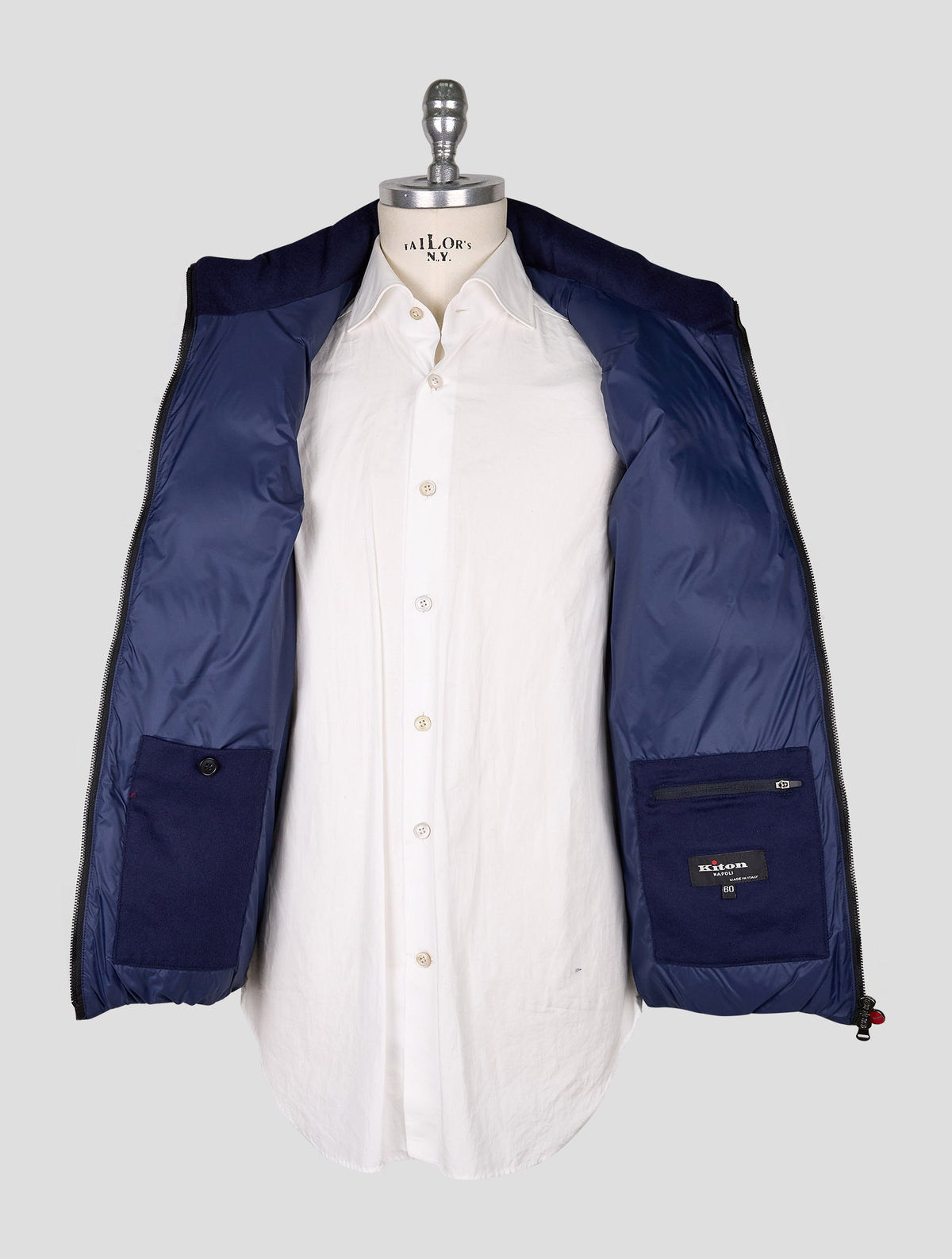 Kiton Blue Cashmere Silk Gilet Coat