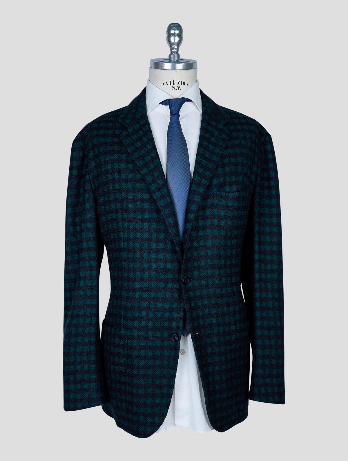 Kiton Green Blue Cashmere Silk Blazer
