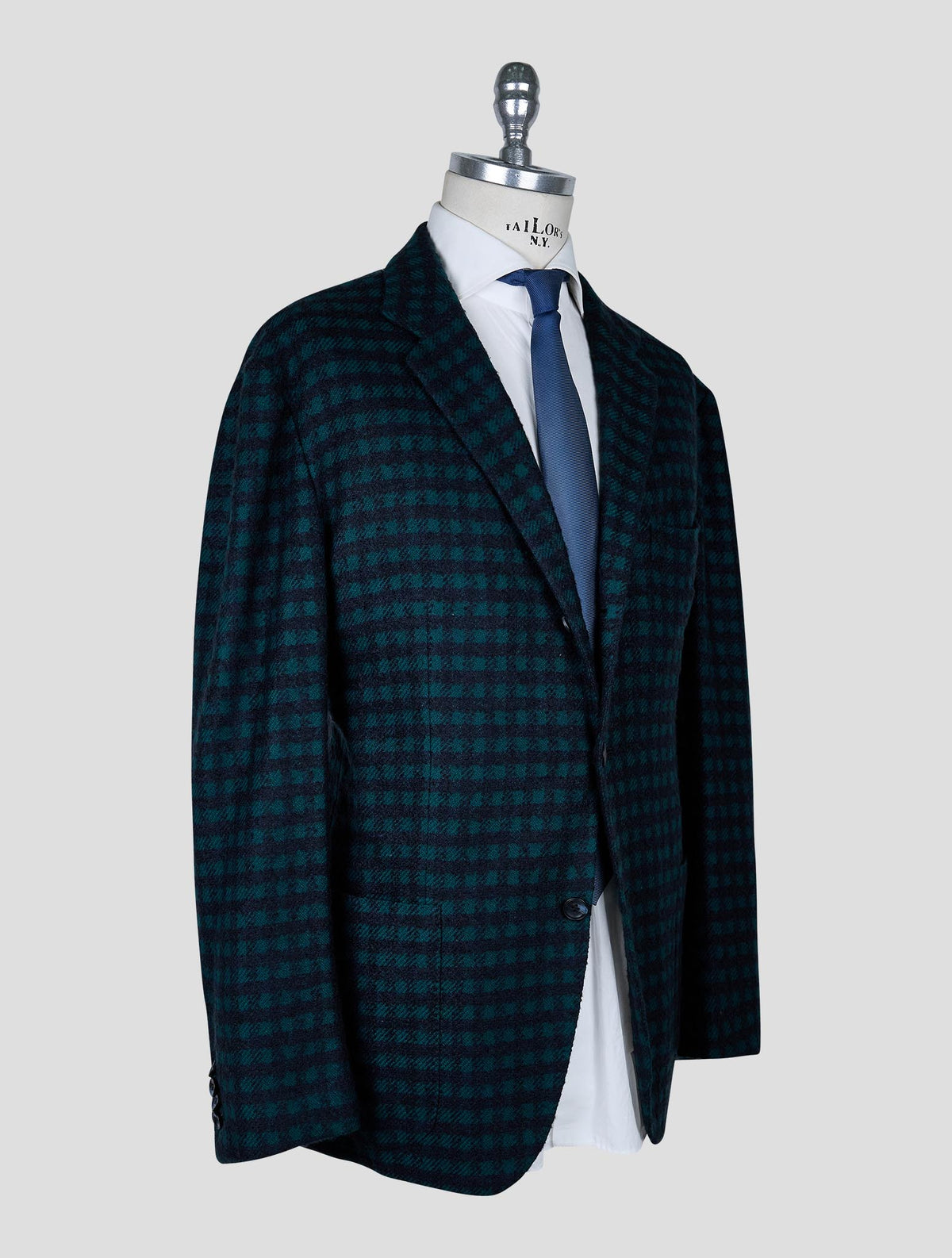 Kiton Green Blue Cashmere Silk Blazer