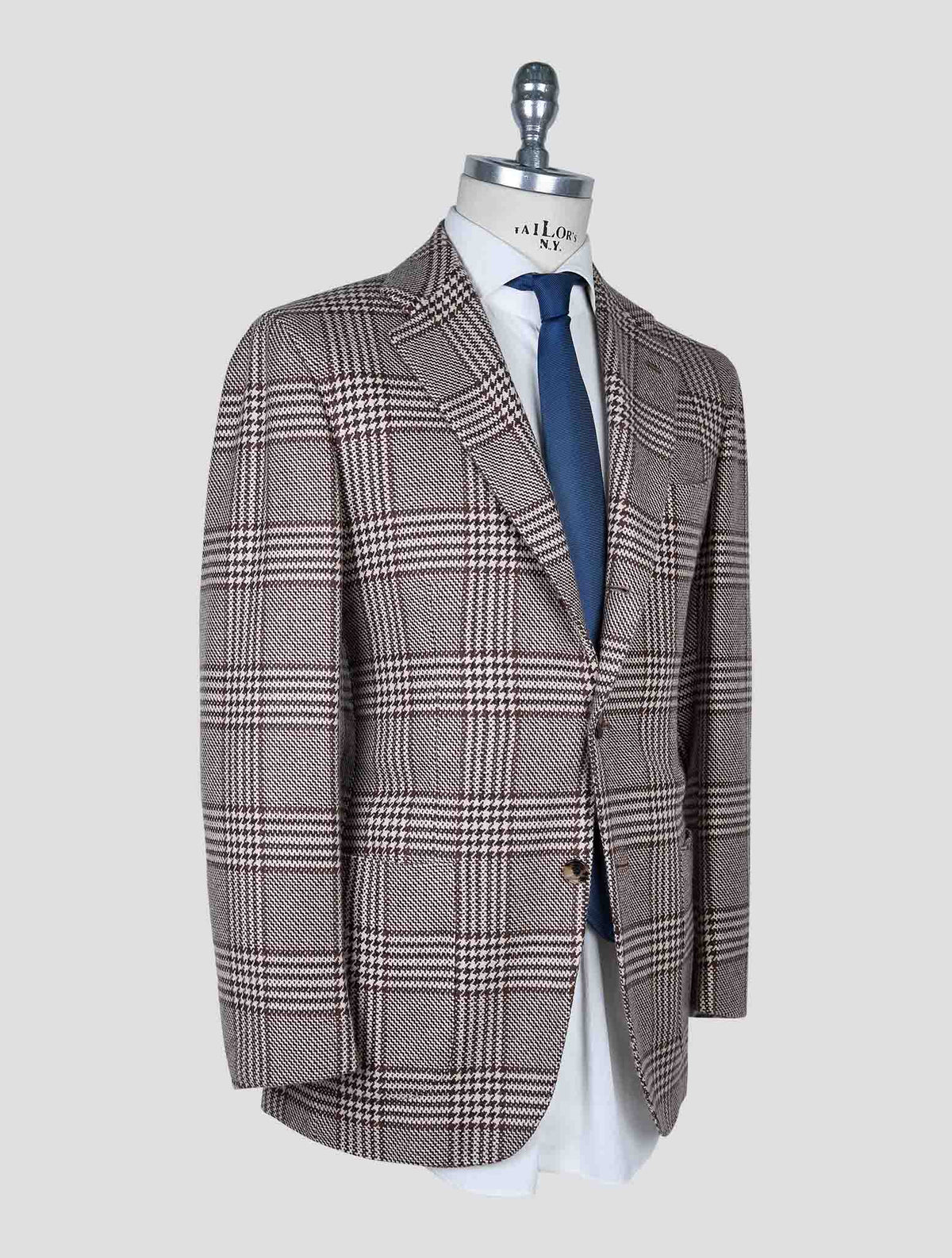 Kiton Brown White Cashmere Blazer