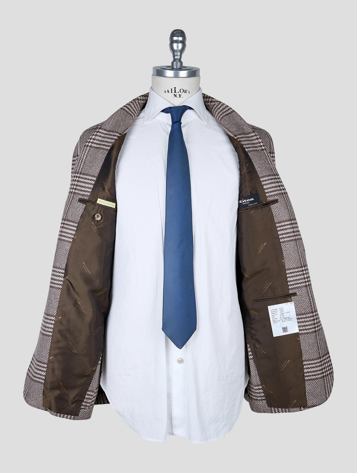 Kiton Brown White Cashmere Blazer