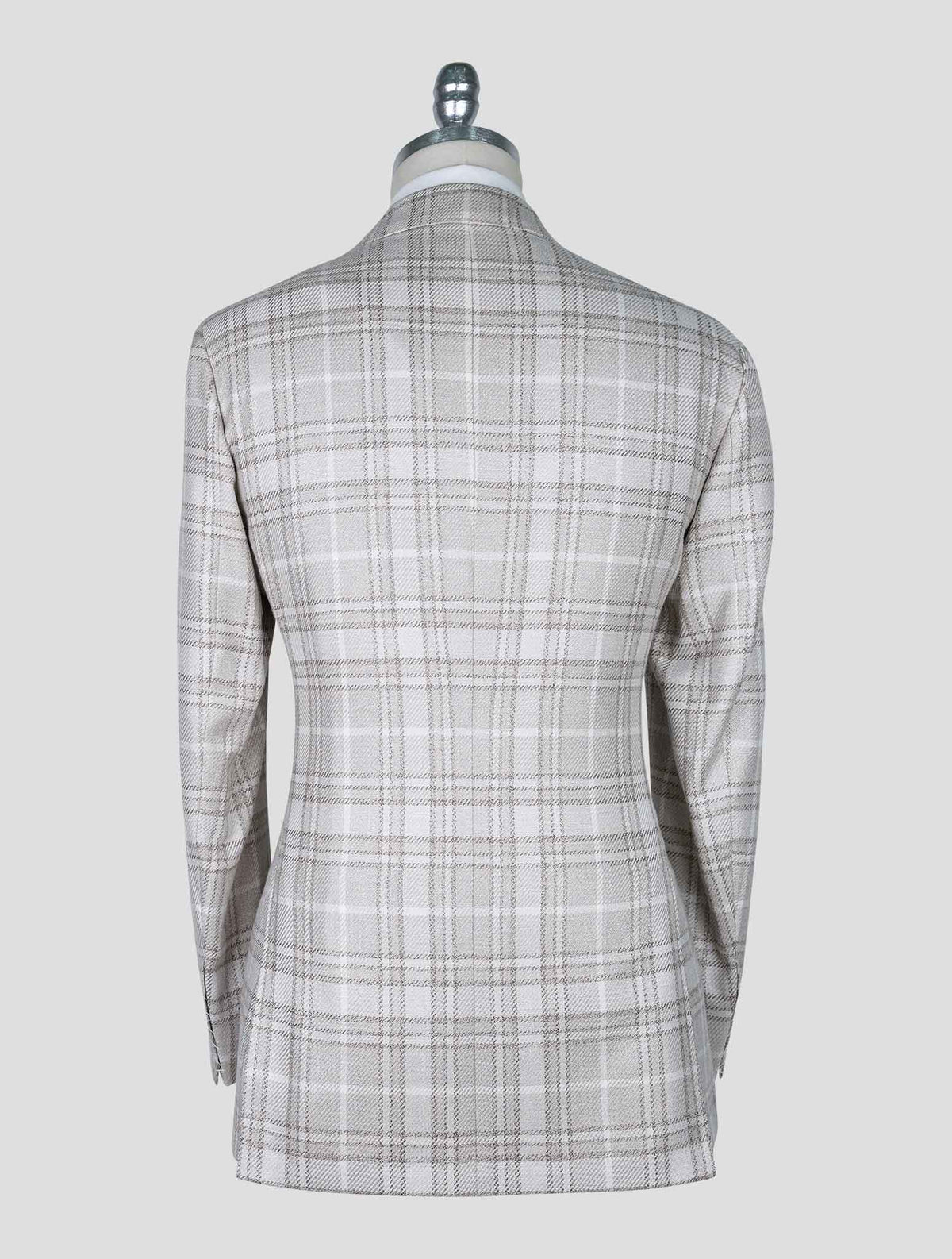 Kiton Beige White Wool Cashmere Silk Linen Blazer