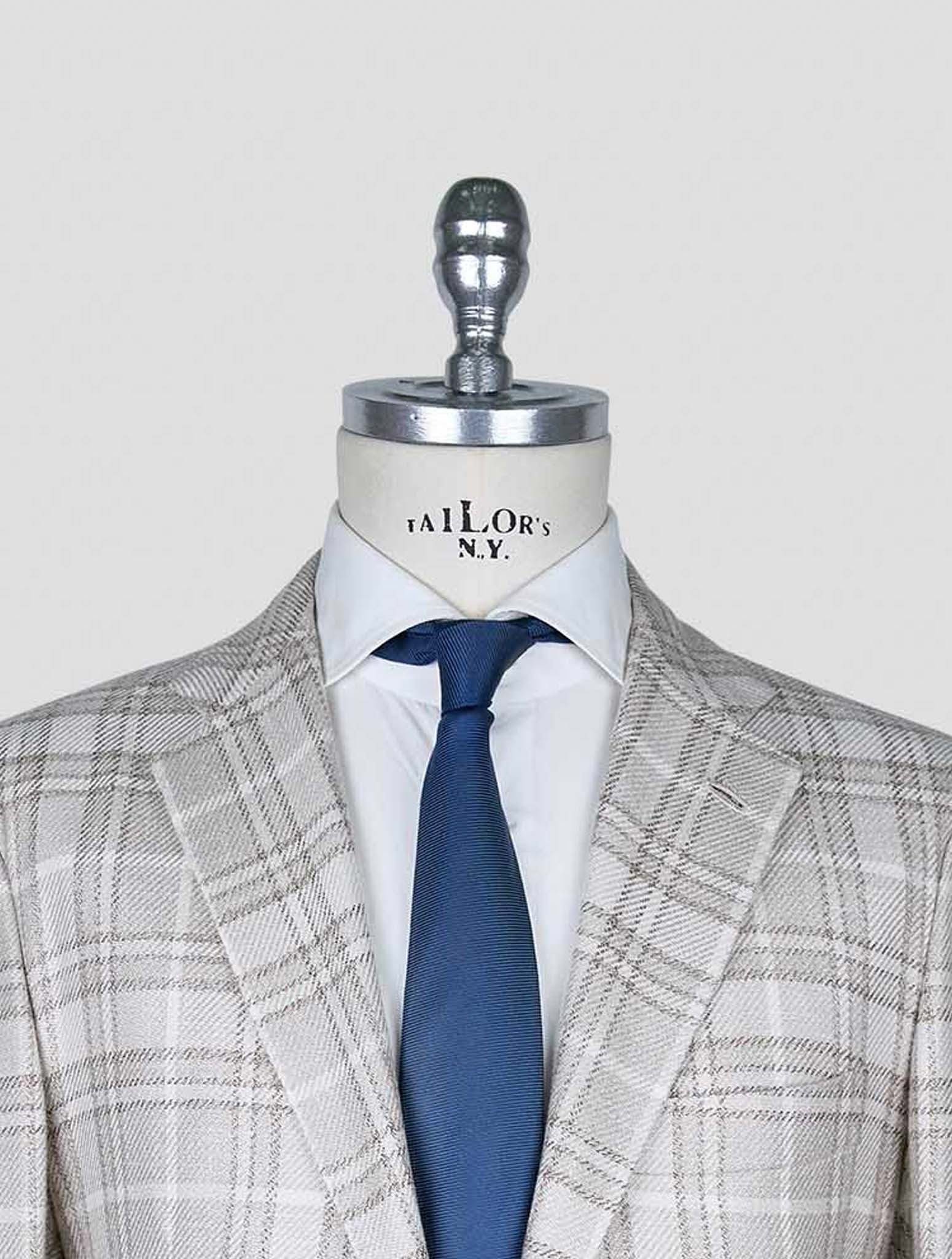 Kiton Beige White Wool Cashmere Silk Linen Blazer