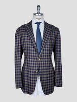 Kiton Brown Blue Wool Cashmere Silk Linen Blazer