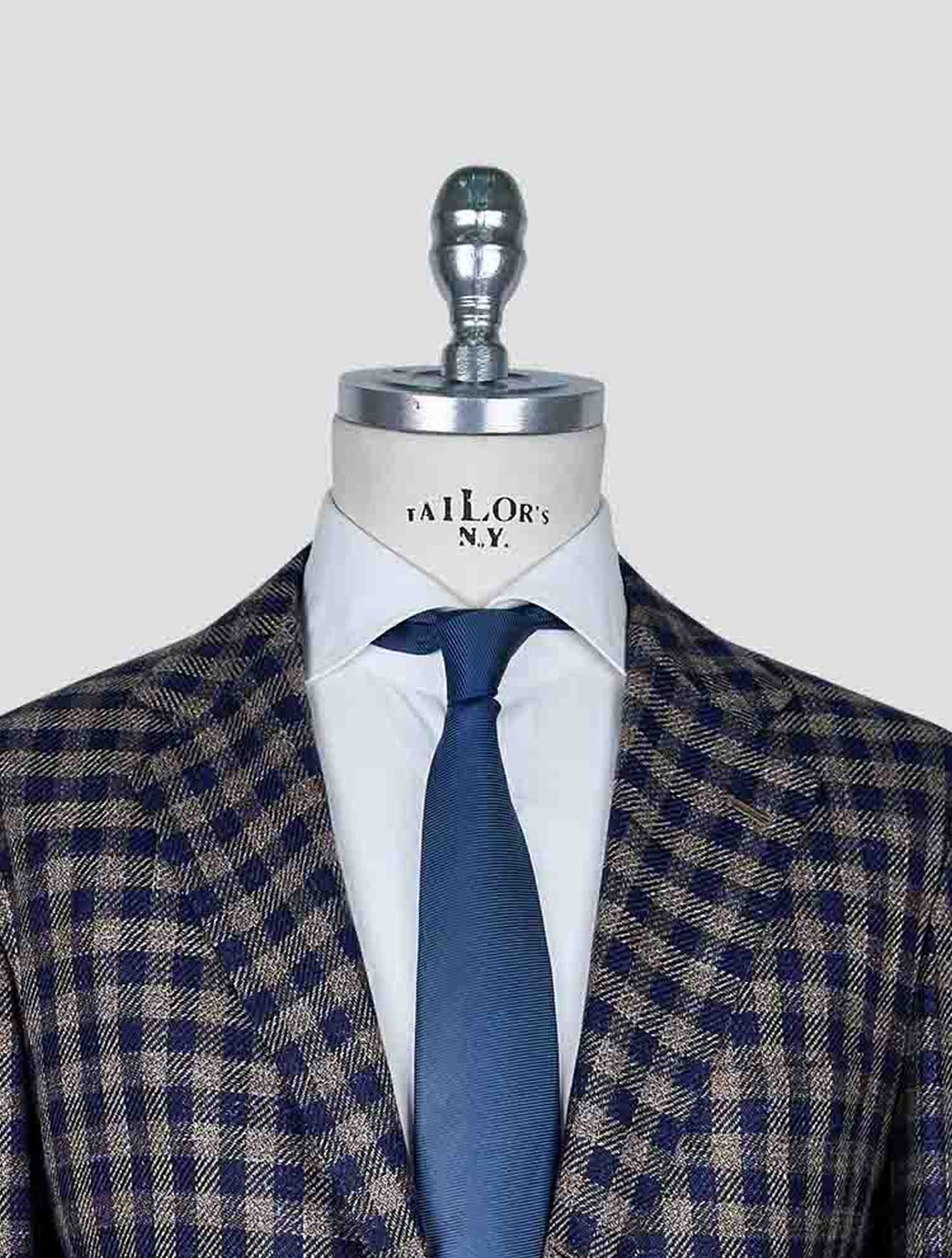 Kiton Brown Blue Wool Cashmere Silk Linen Blazer