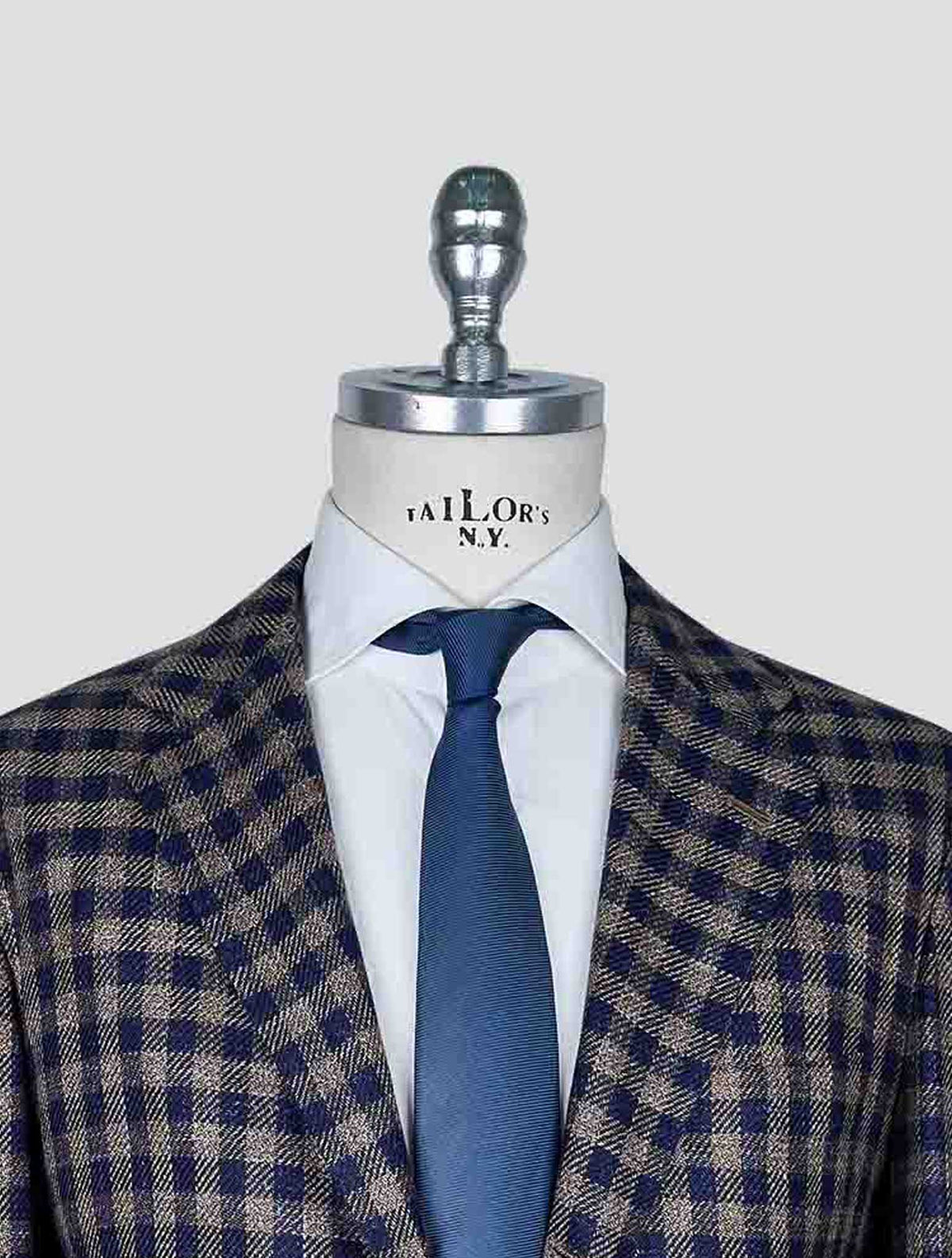 Kiton Brown Blue Wool Cashmere Silk Linen Blazer