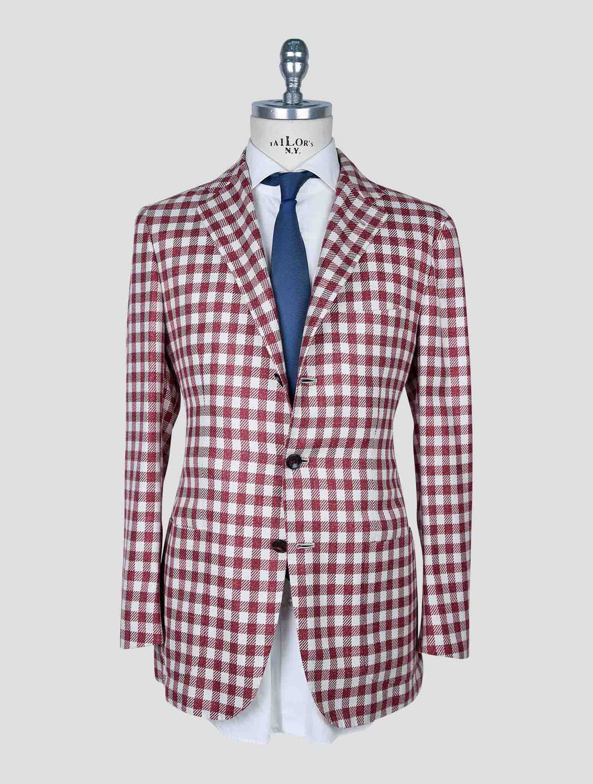 Kiton Red White Wool Cashmere Silk Linen Blazer