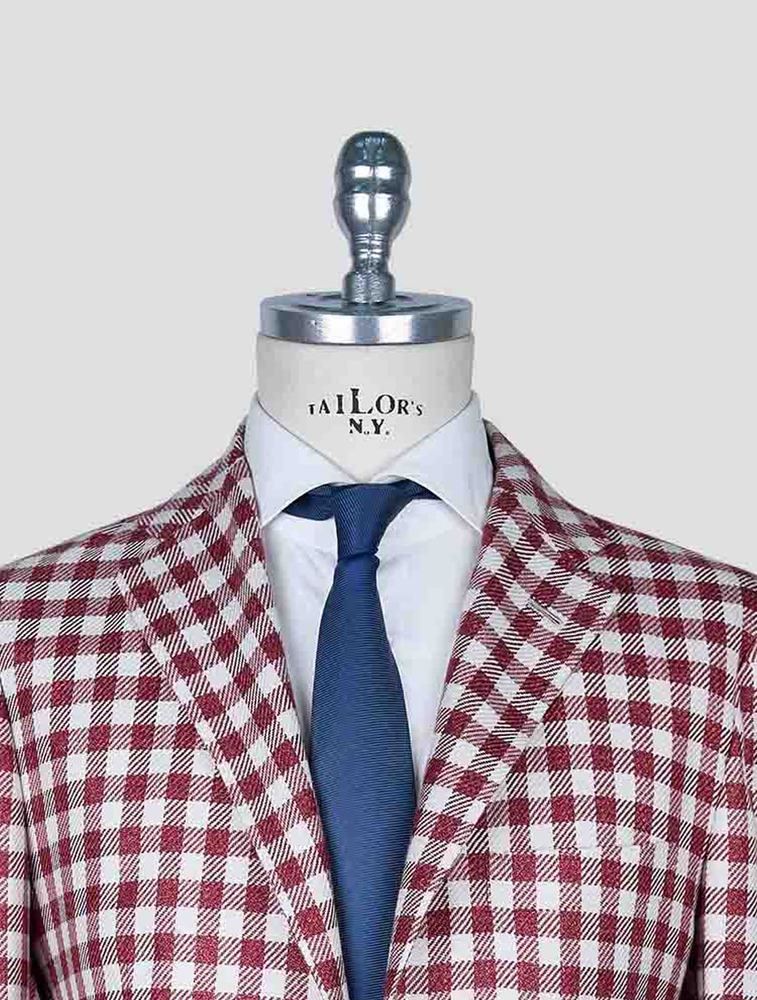 Kiton Red White Wool Cashmere Silk Linen Blazer