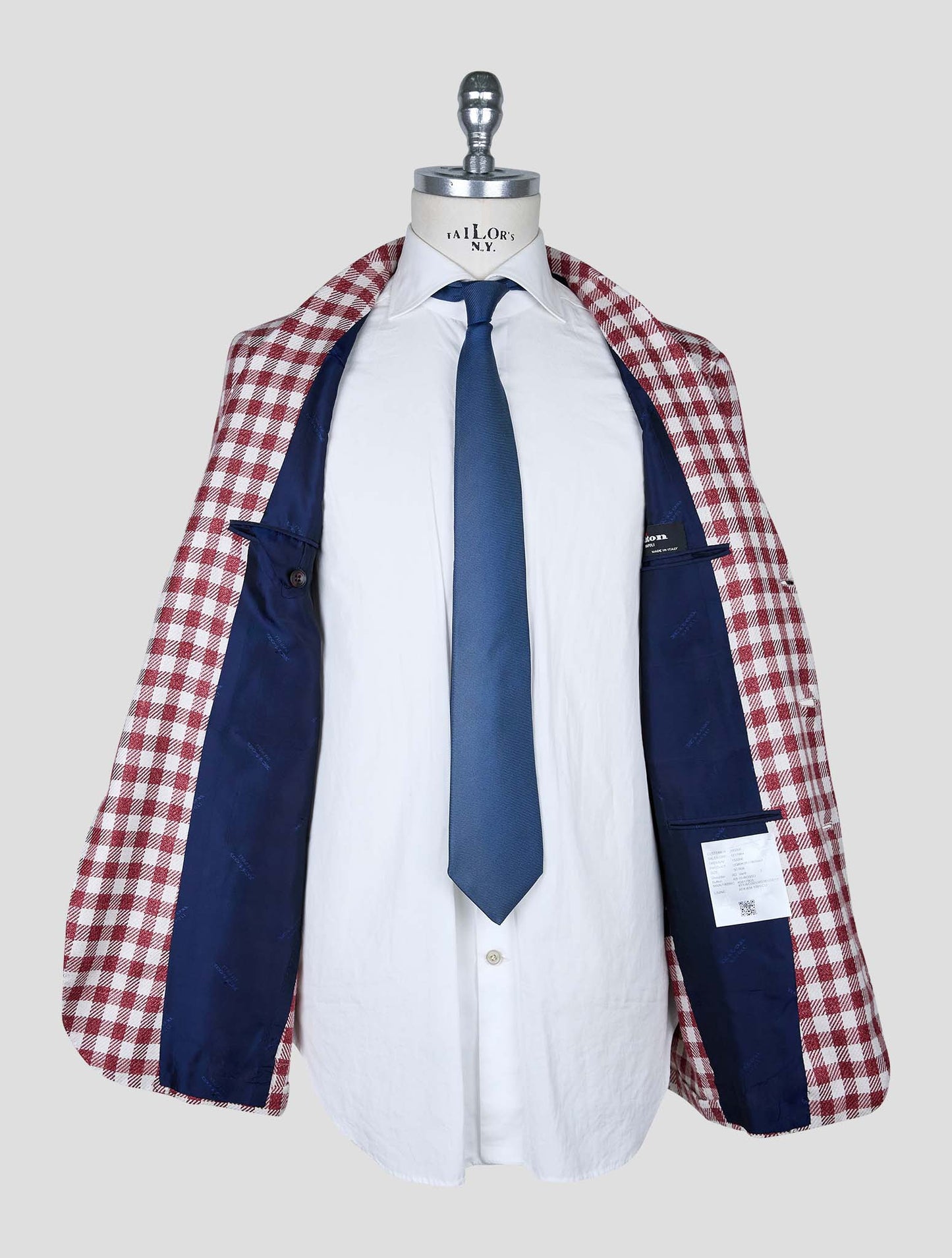 Kiton Red White Wool Cashmere Silk Linen Blazer