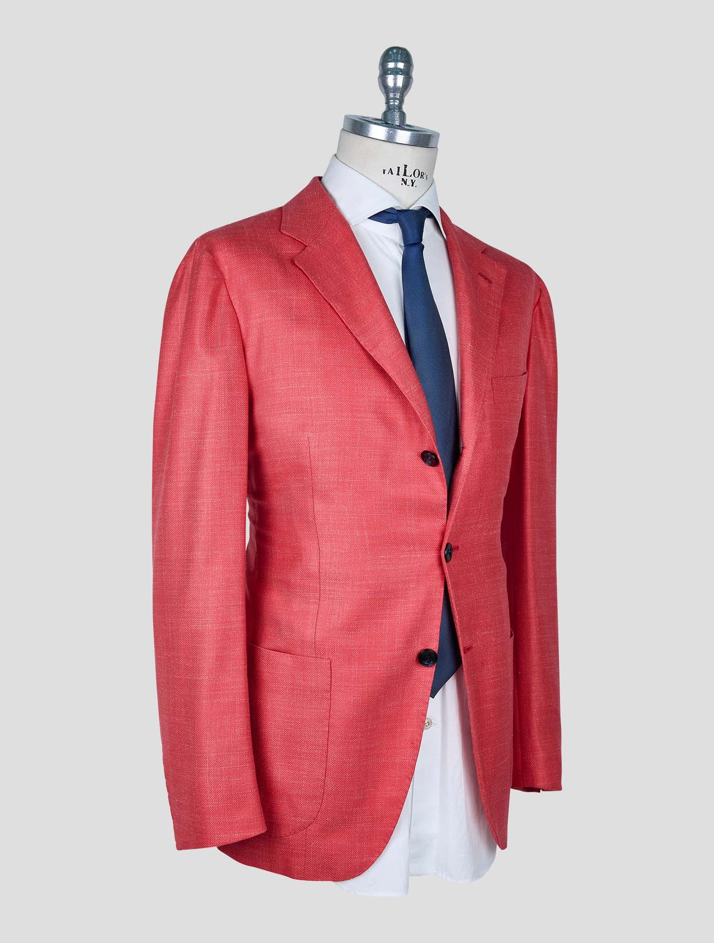 Kiton Red Cashmere Silk Linen Blazer