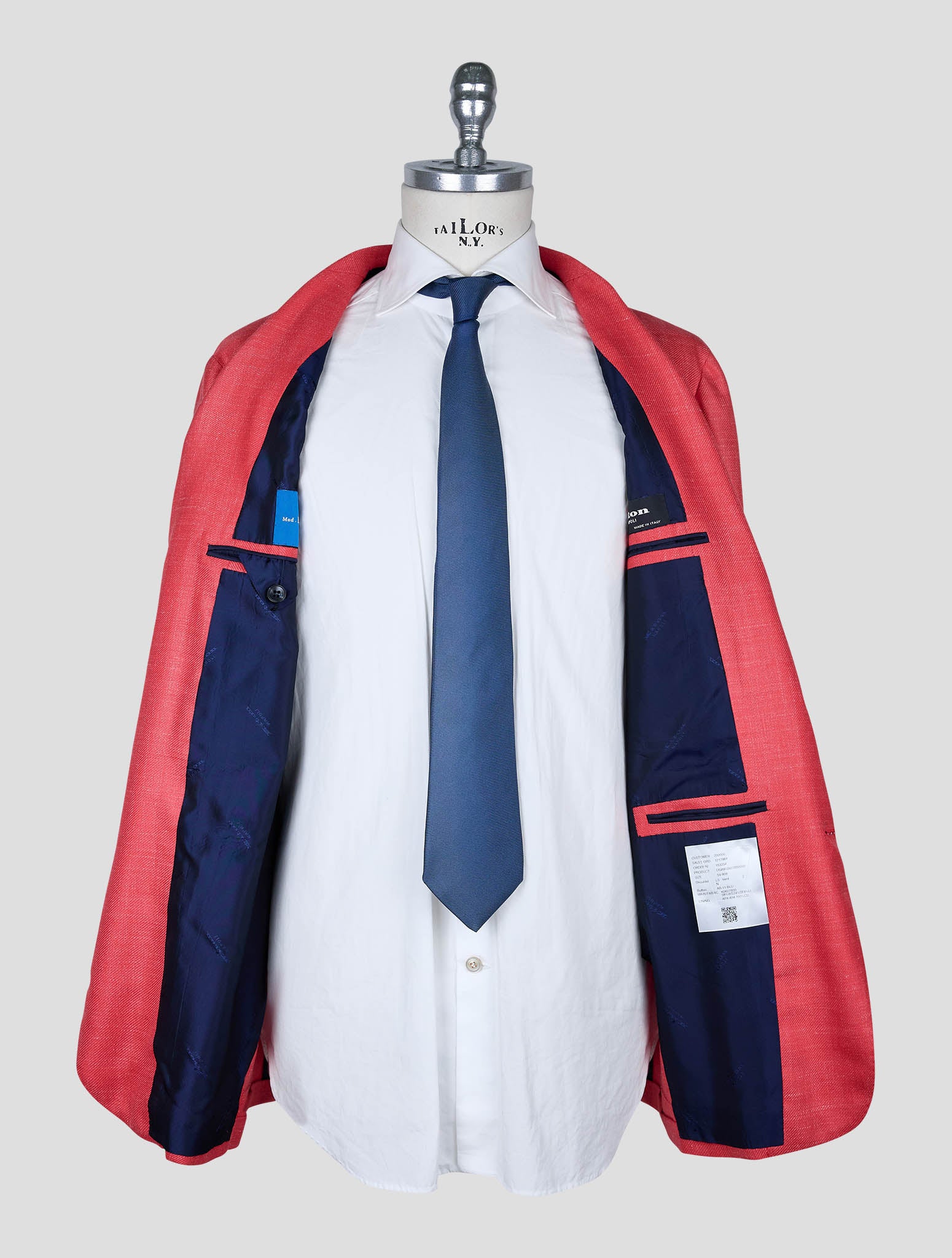 Kiton Red Cashmere Silk Linen Blazer