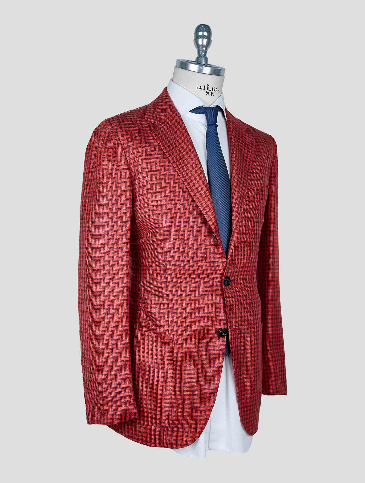 Kiton Red Cashmere Silk Linen Blazer