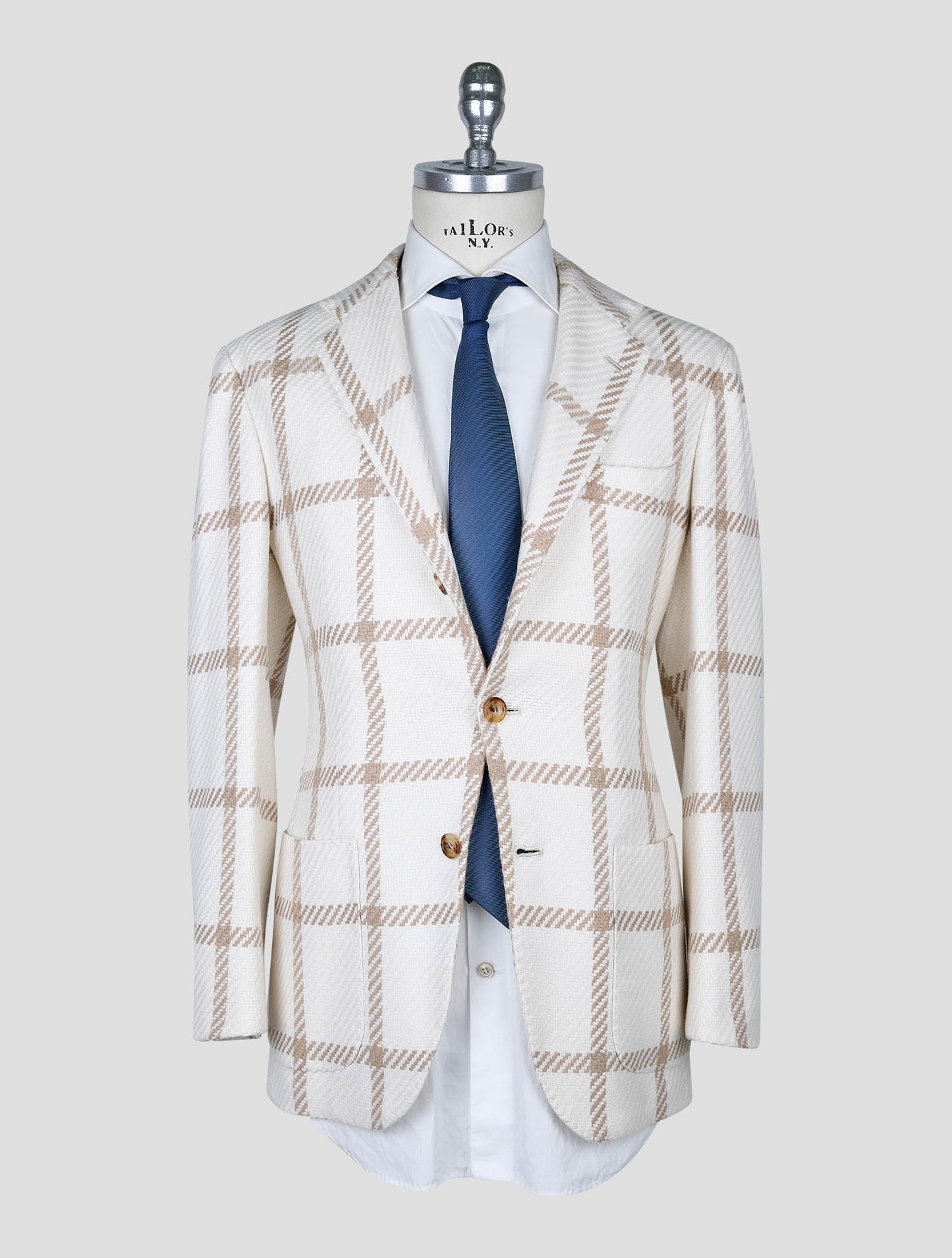 Kiton Beige White Cashmere Blazer