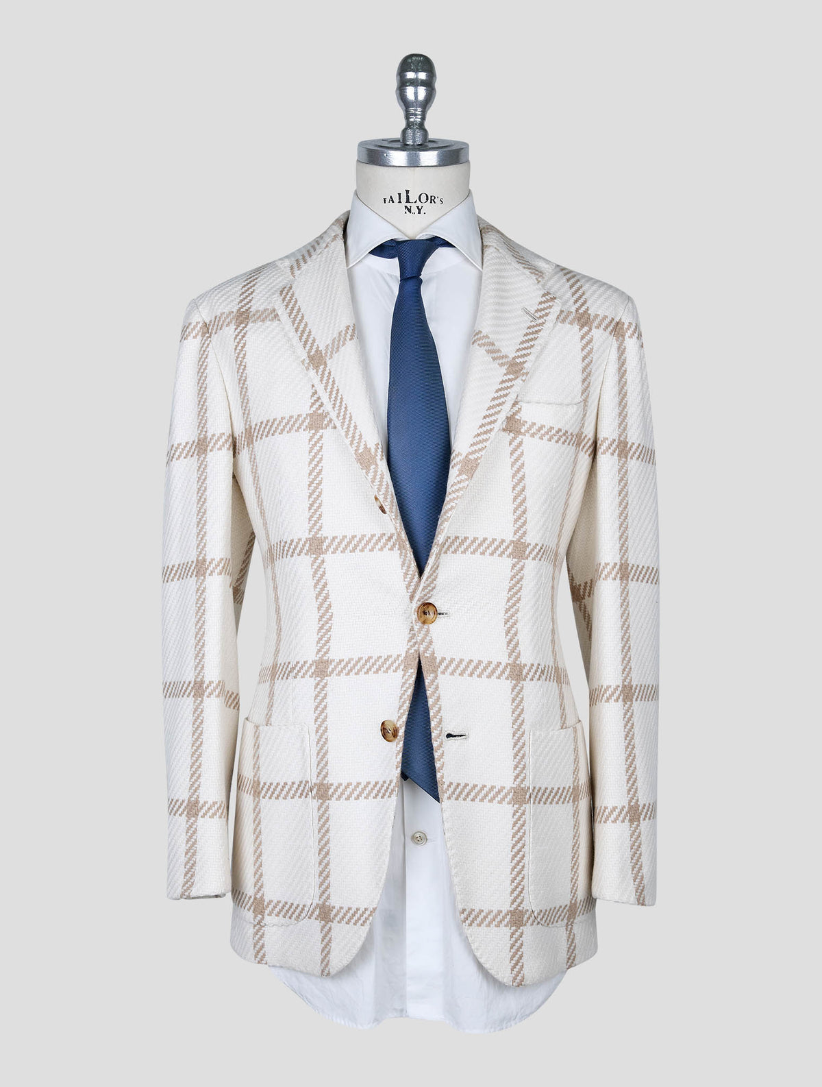 Kiton Beige White Cashmere Blazer