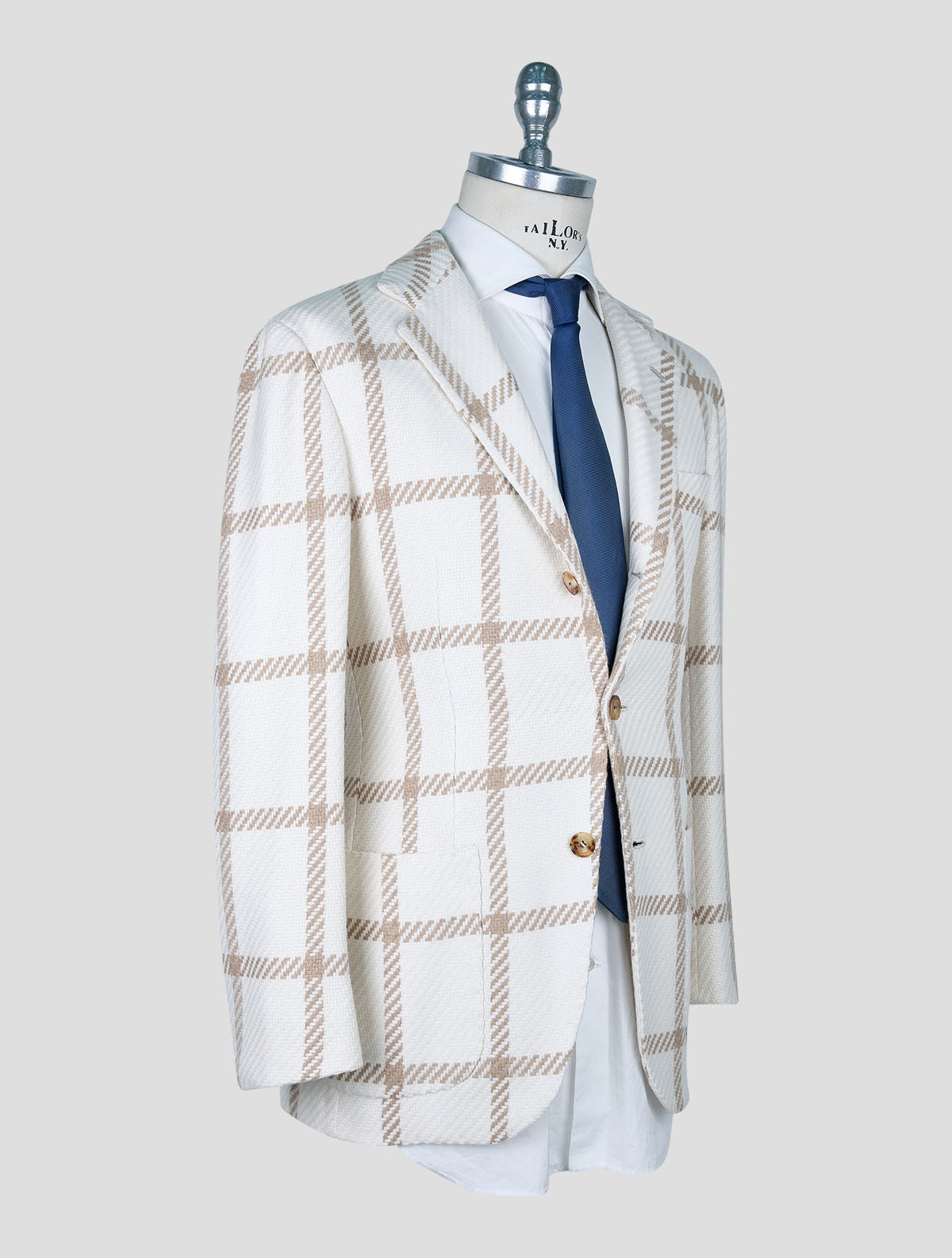 Kiton Beige White Cashmere Blazer