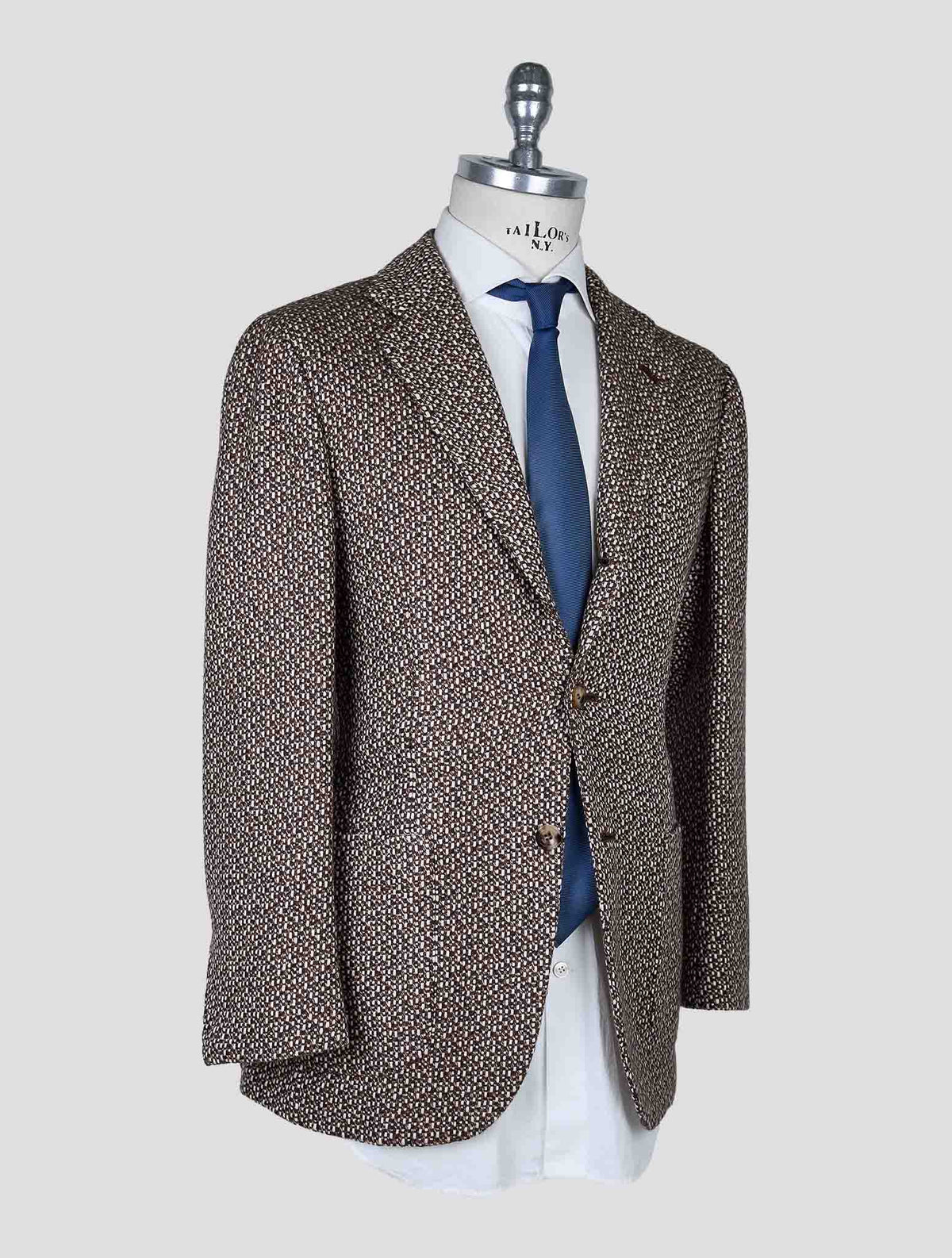 Kiton Brown White Cashmere Blazer