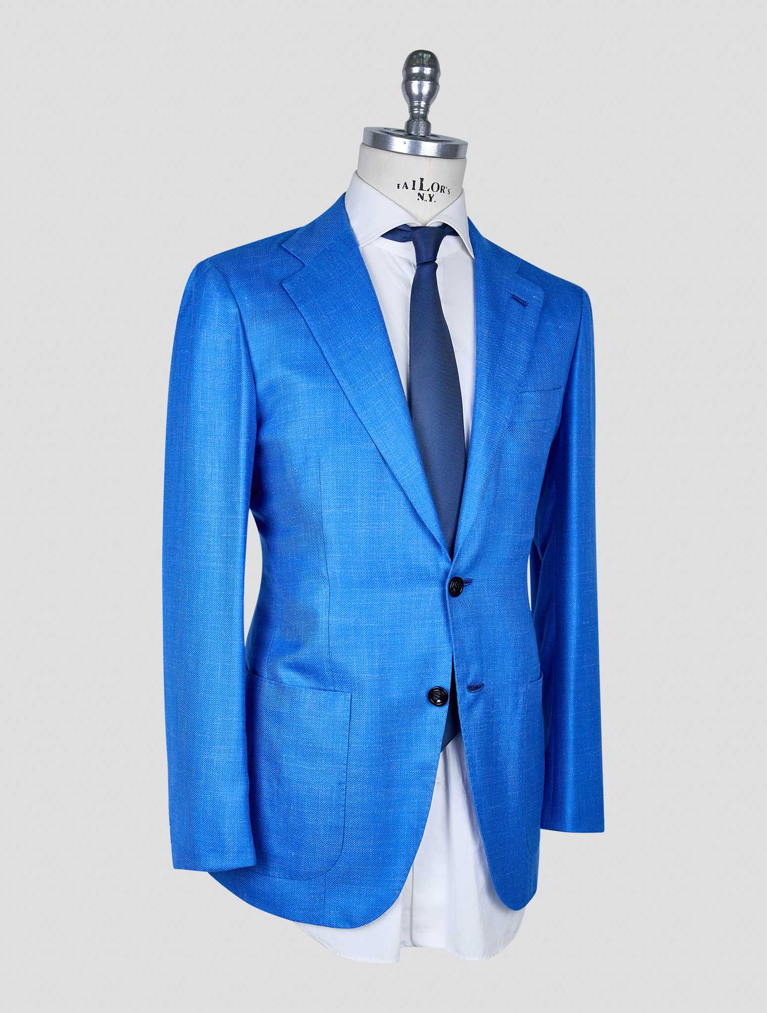 Kiton Blue Cashmere Silk Linen Blazer