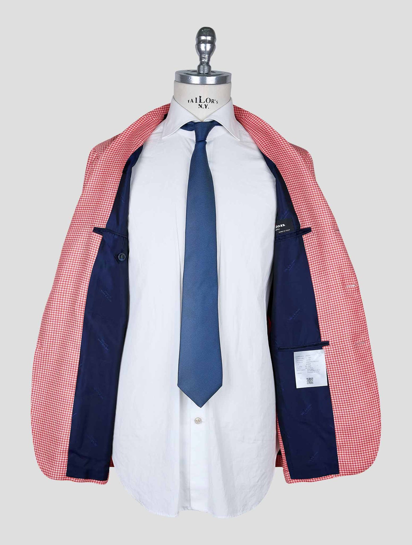 Kiton Red White Cashmere Silk Linen Blazer