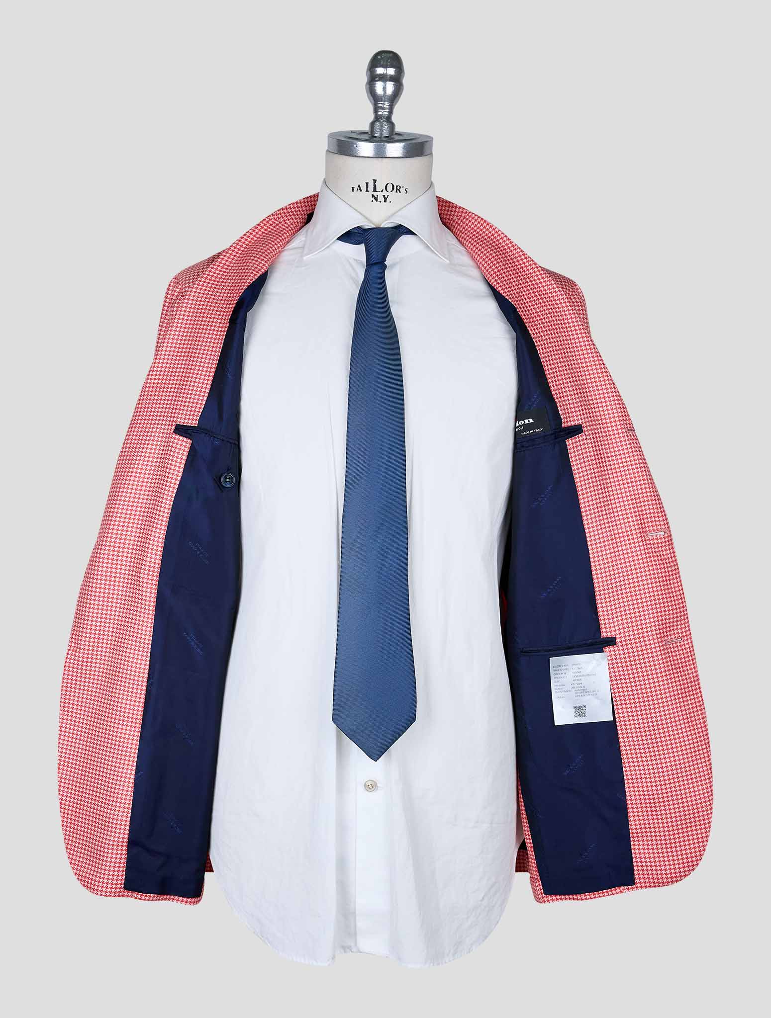 Kiton Red White Cashmere Silk Linen Blazer