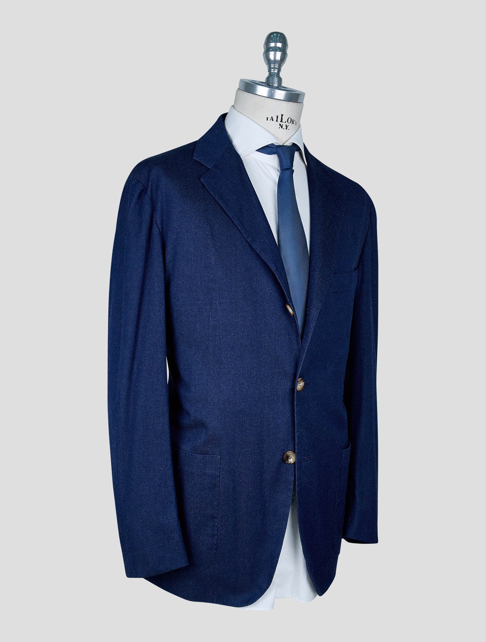 Kiton Blue Cotton Ea Suit