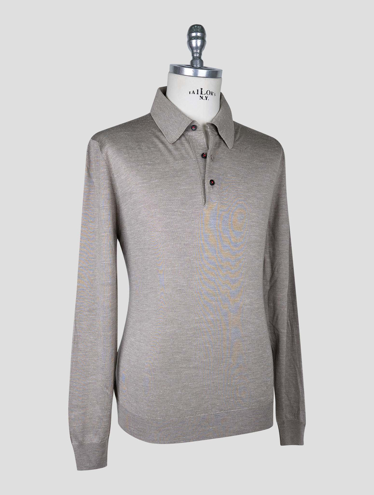 Kiton Beige Silk Cashmere Linen Sweater Polo