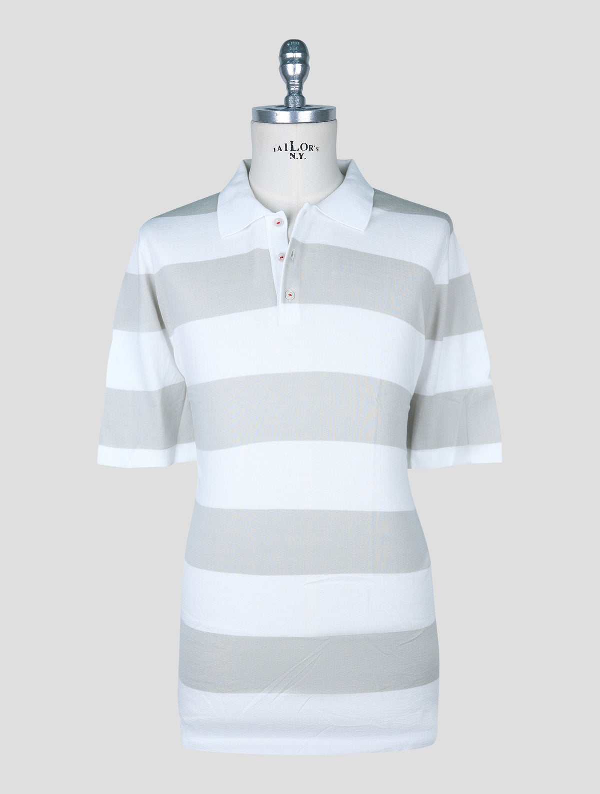 Kiton Beige White Cotton Polo