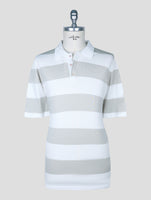 Kiton Beige White Cotton Polo