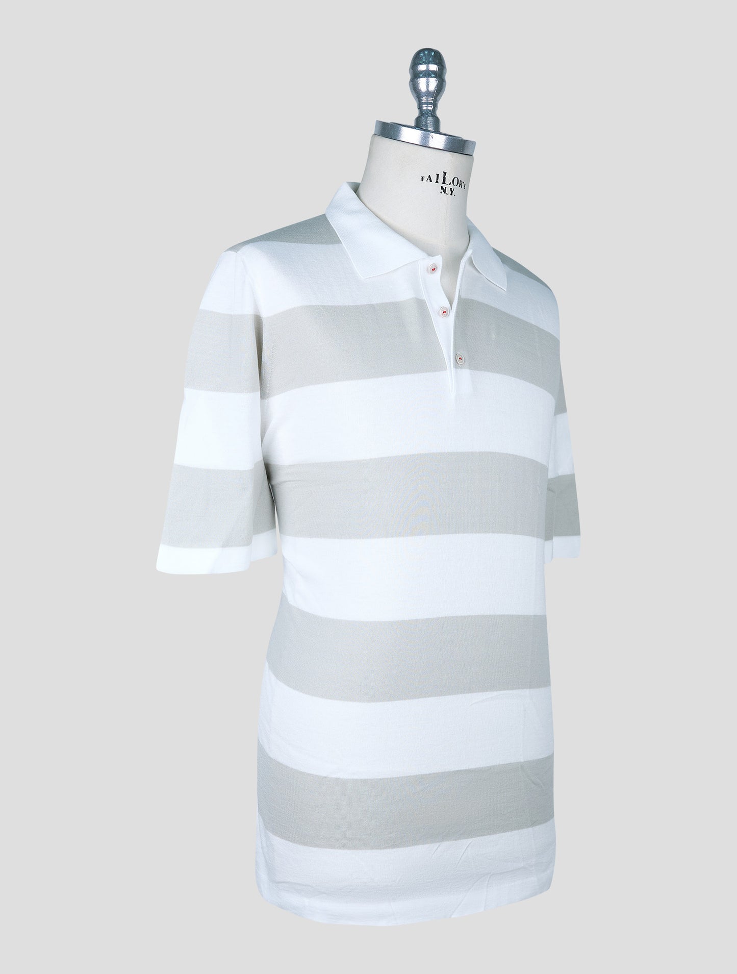 Kiton Beige White Cotton Polo