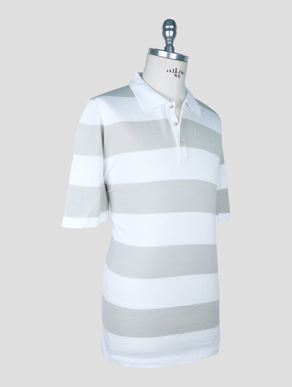 Kiton Beige White Cotton Polo